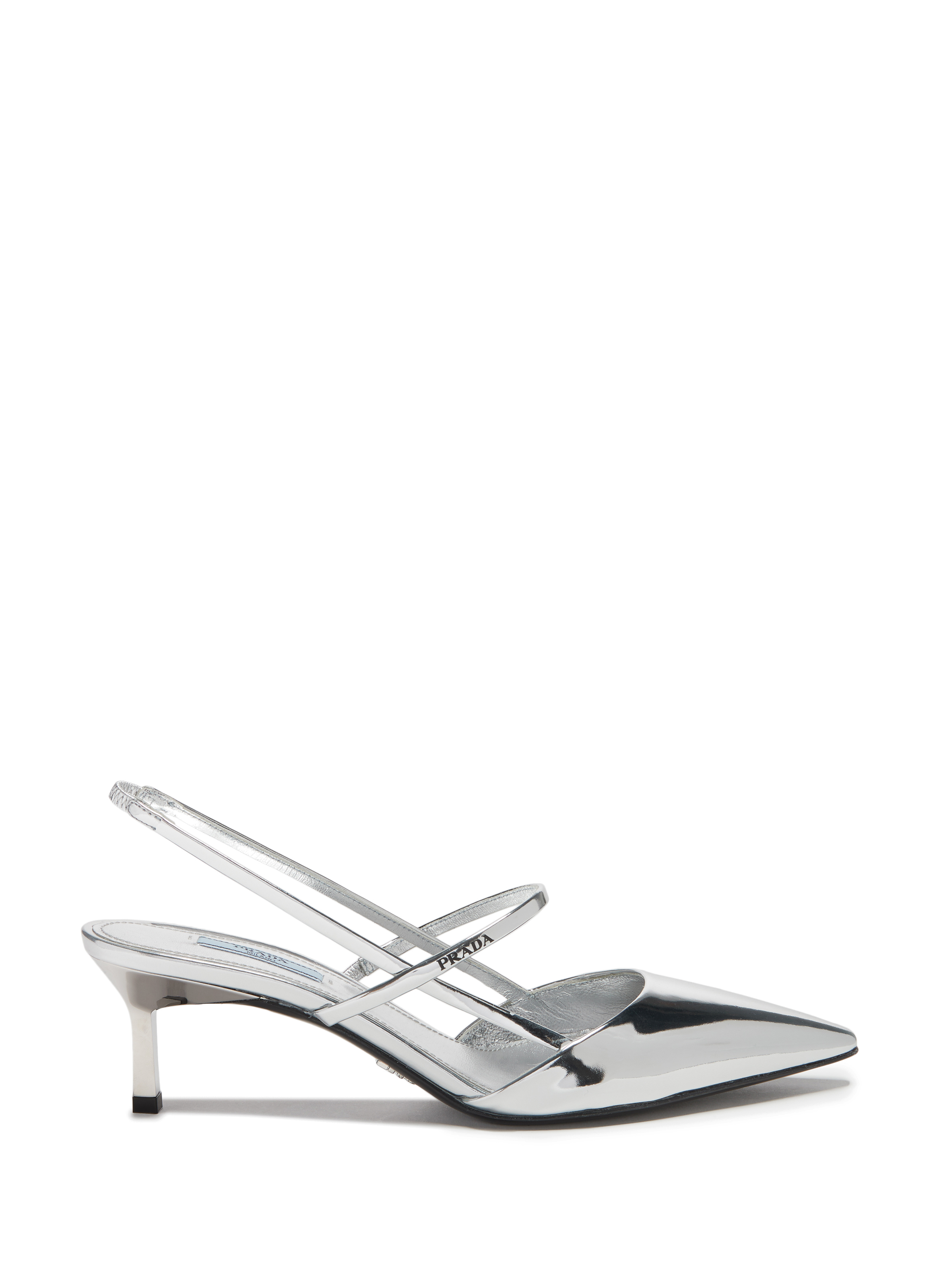 PRADA Metallic leather slingbacks Silver