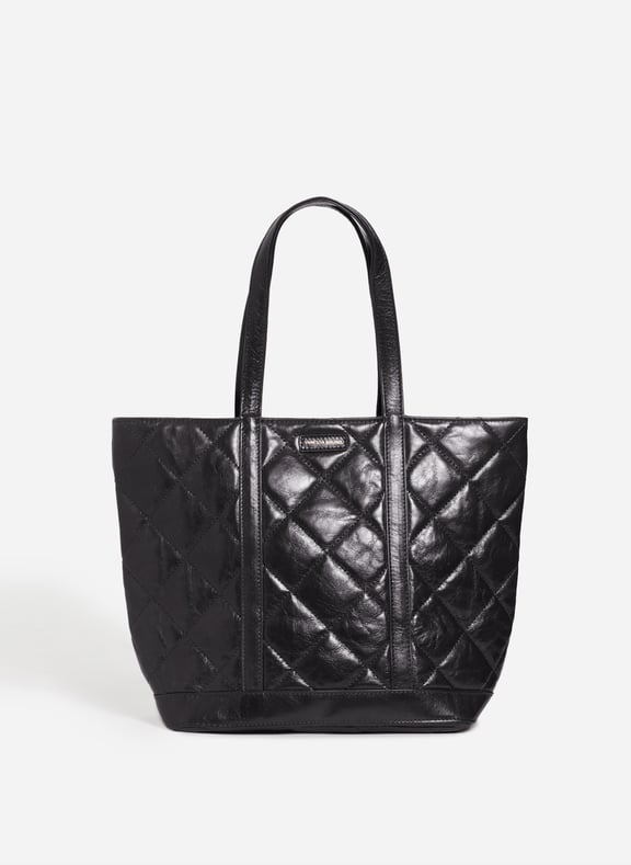 Cabas m zippé en cuir mat matelassé Noir by VANESSA BRUNO VANESSA BRUNO Cabas m zippé en cuir mat matelassé Noir