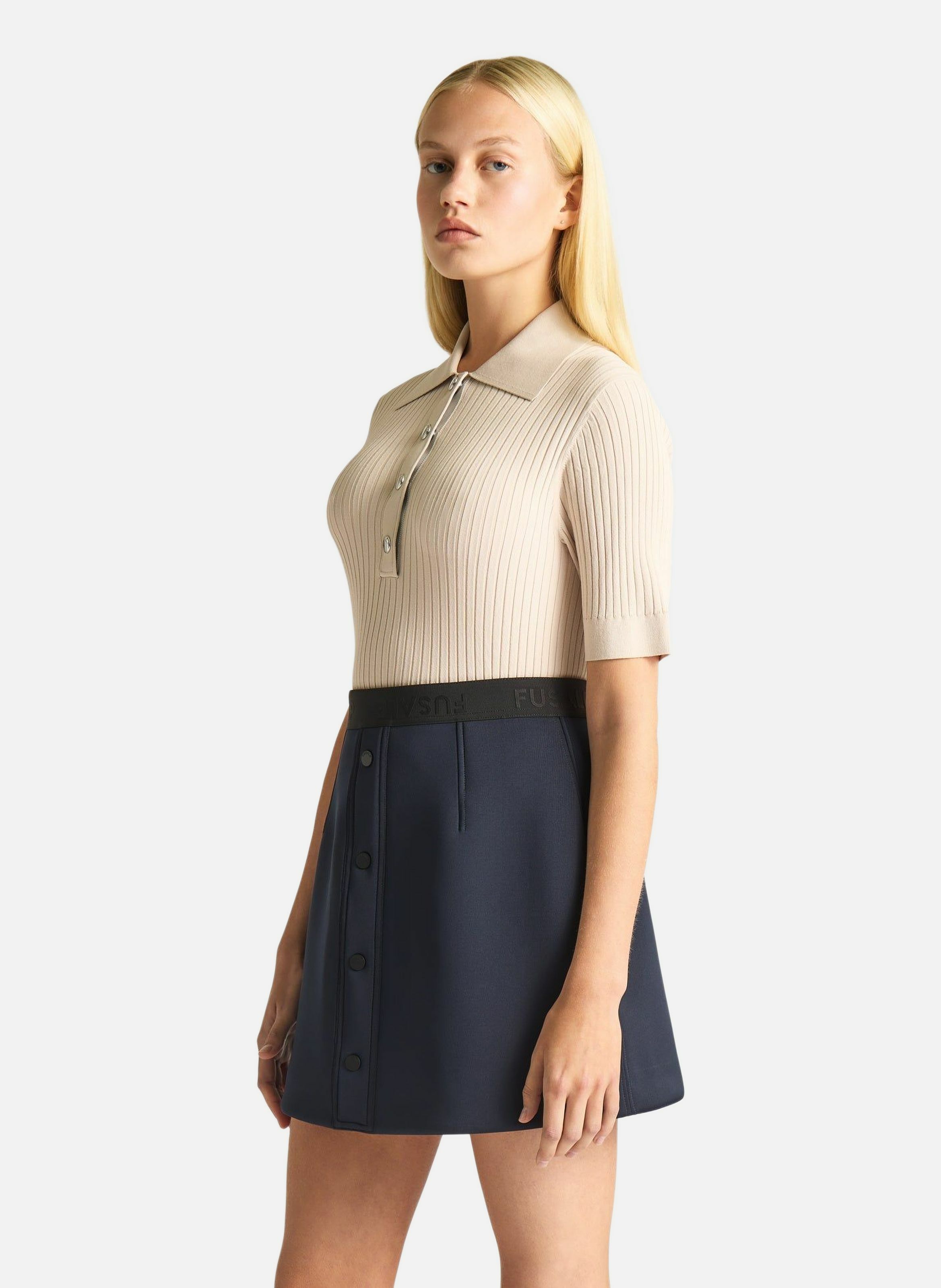 Polo manches courtes vera col chemise coupe ajustée FUSALP Blanc