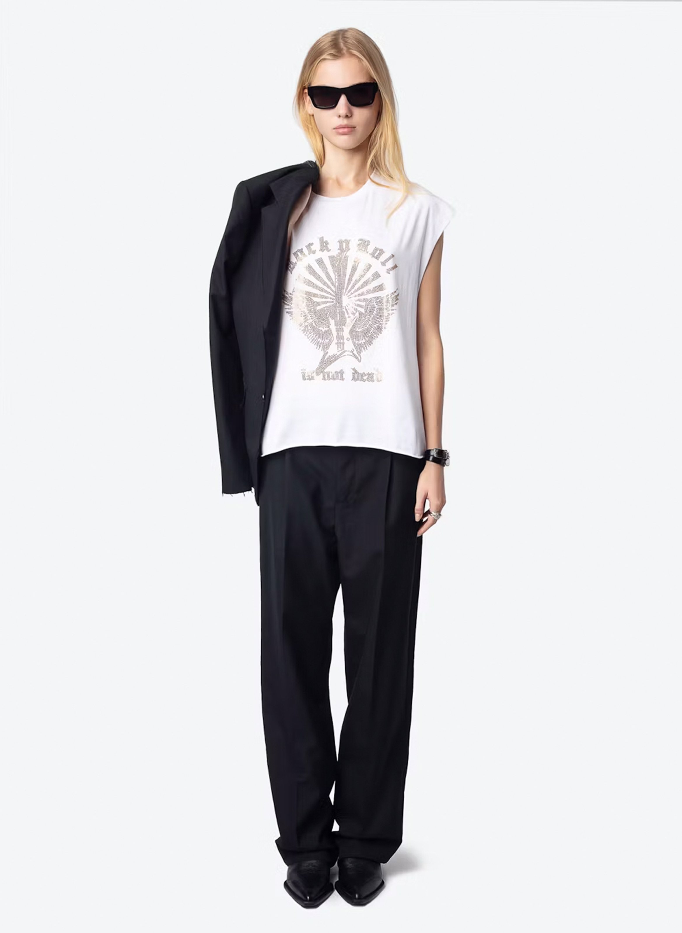 Tee-shirt sans manches avec strass devant cloe ZADIG&VOLTAIRE Blanc