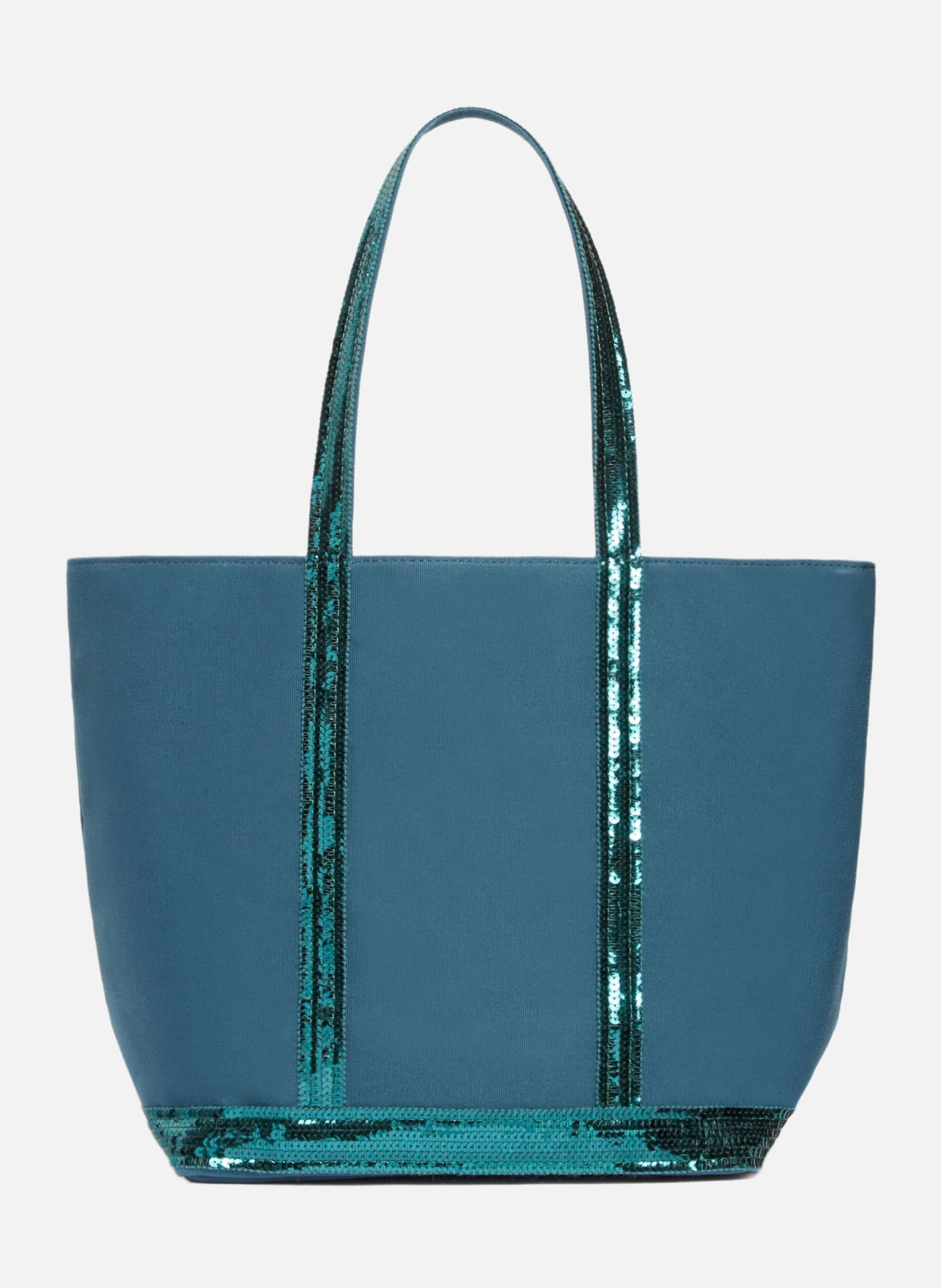 Cabas m zippé en toile  Vert paon