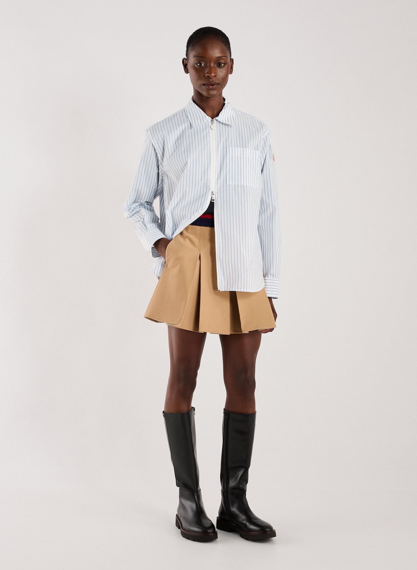 Striped zip-up shirt MONCLER White