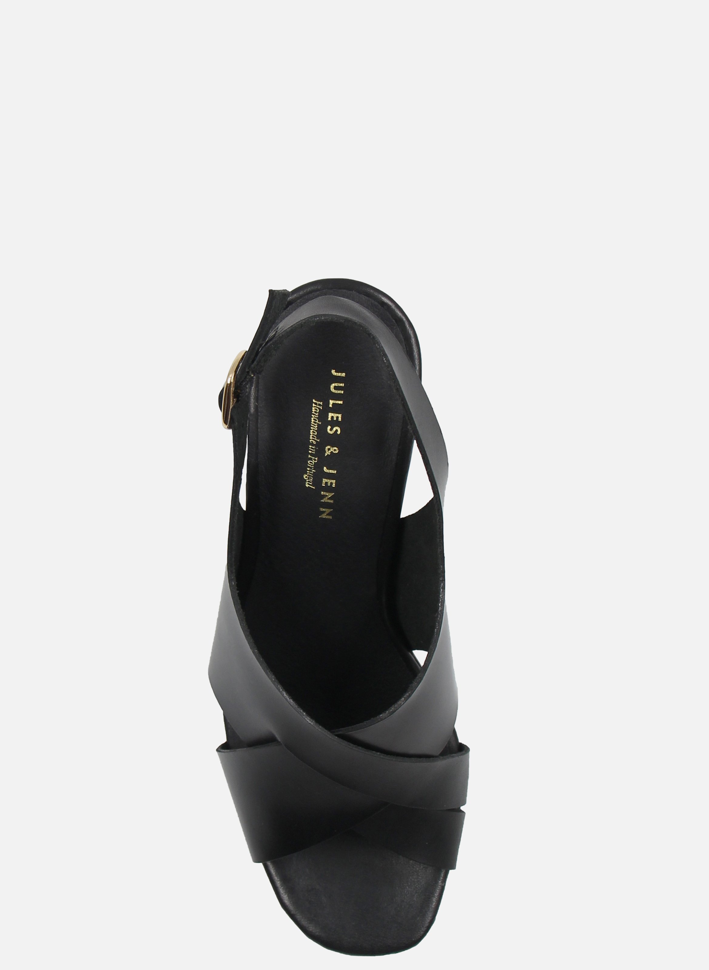 Sandales graphique cuir tannage végétal JULES & JENN Noir