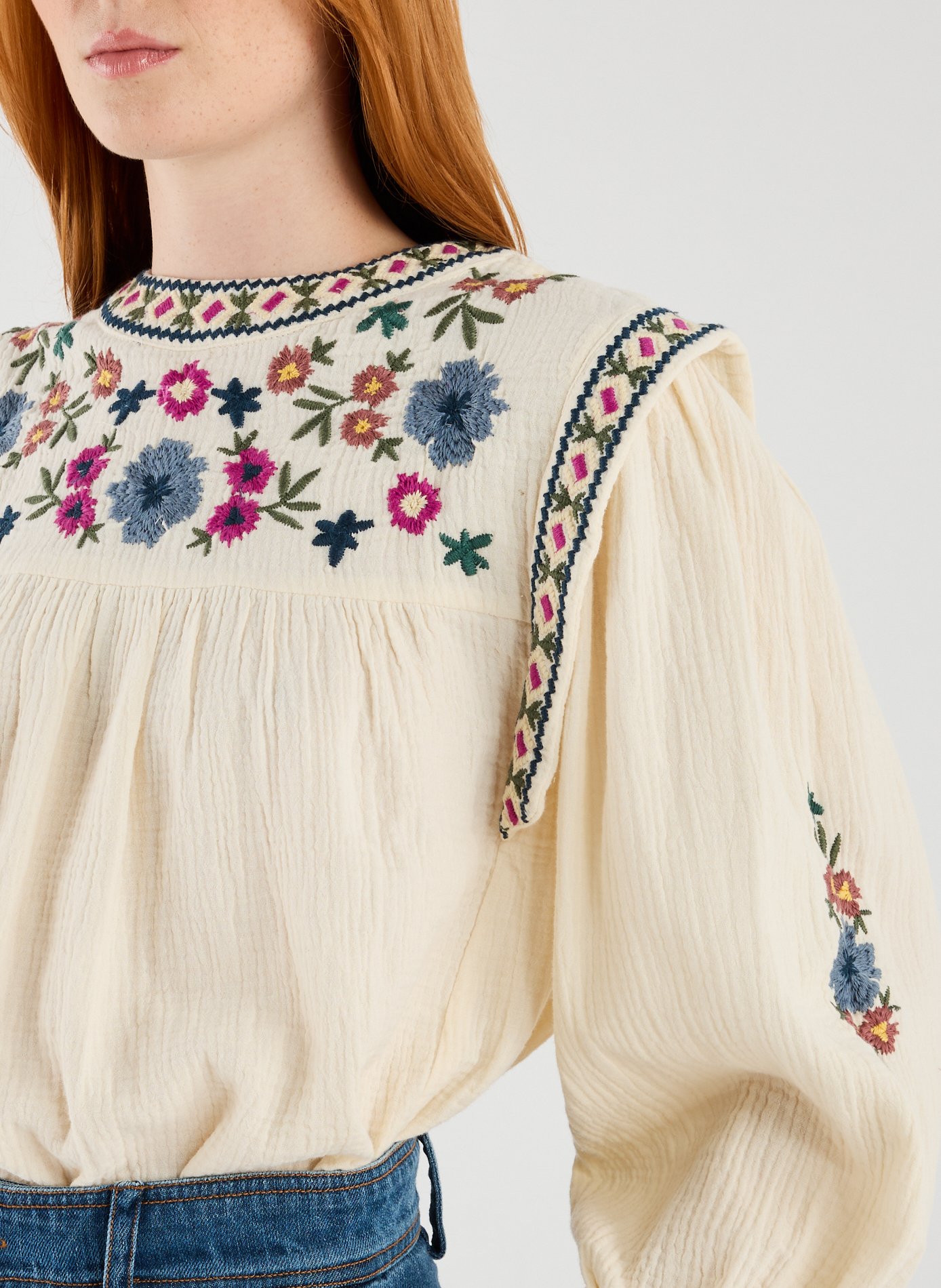 Embroidered loose cotton blouse LOUISE MISHA White