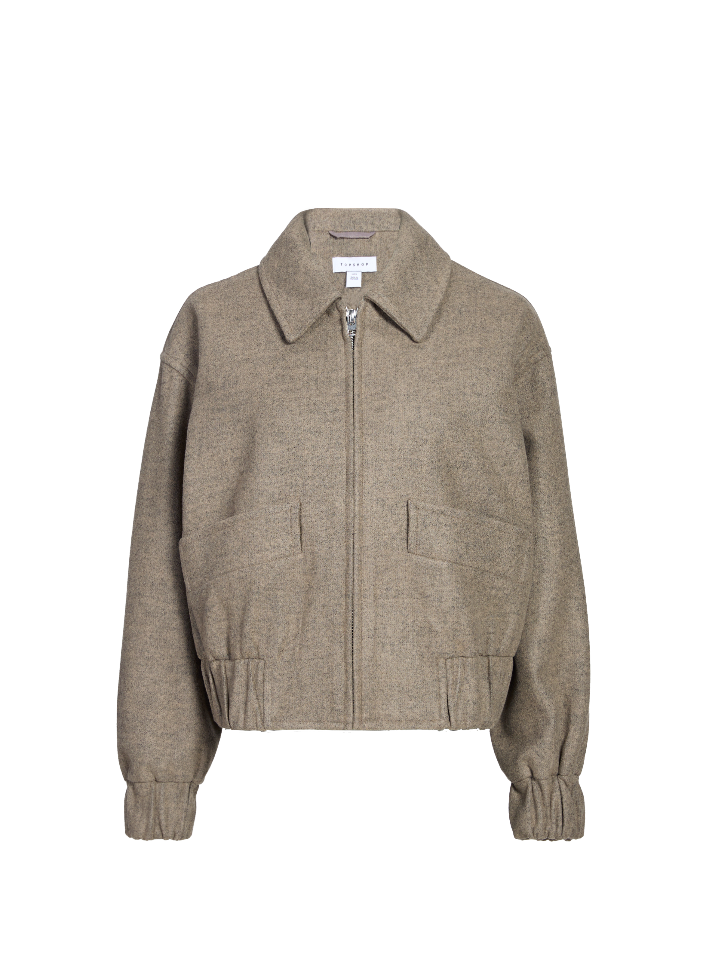 Classic collar bomber jacket TOPSHOP Beige
