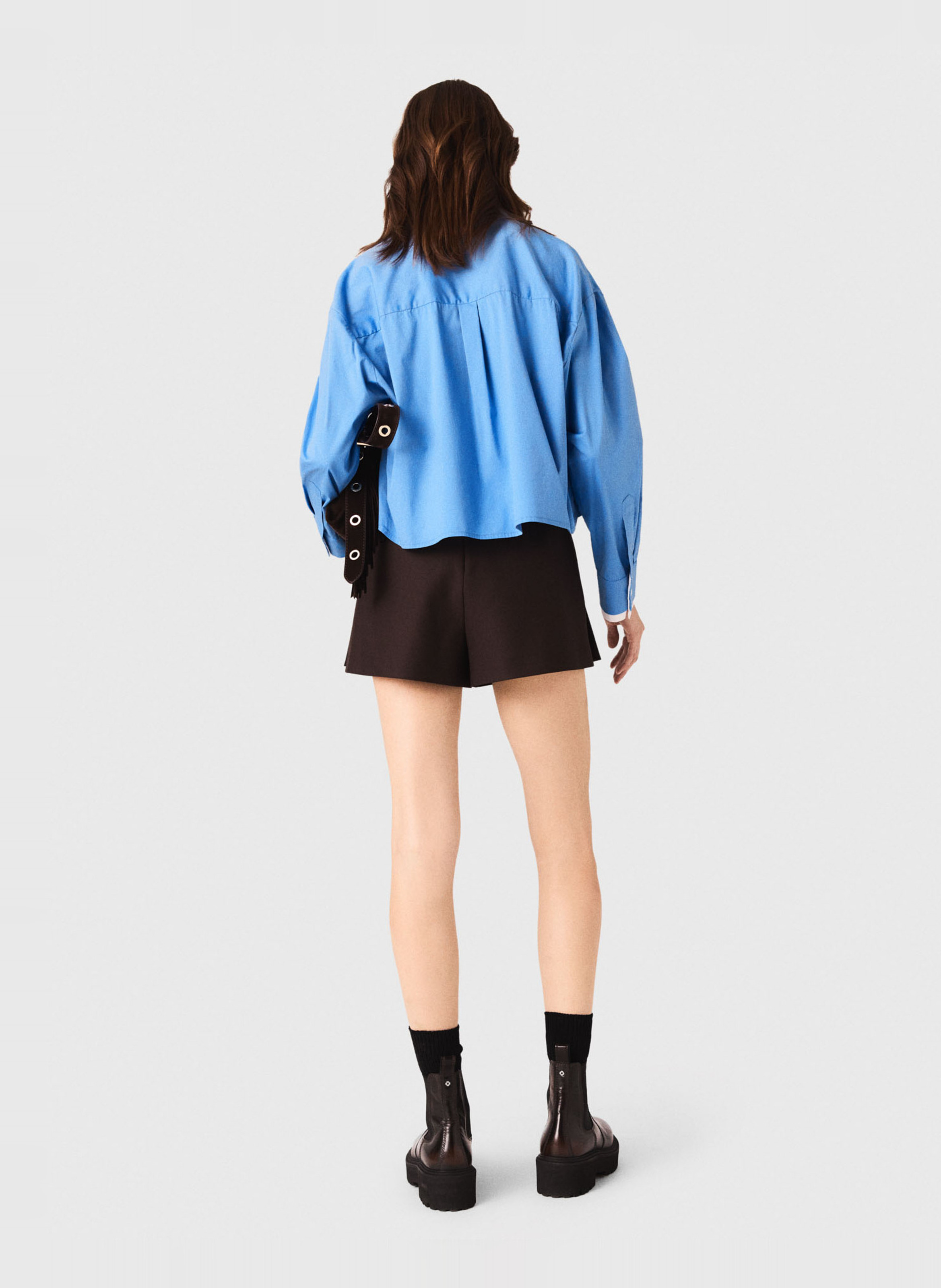 Chemise droite en coton mélangé MAJE Bleu