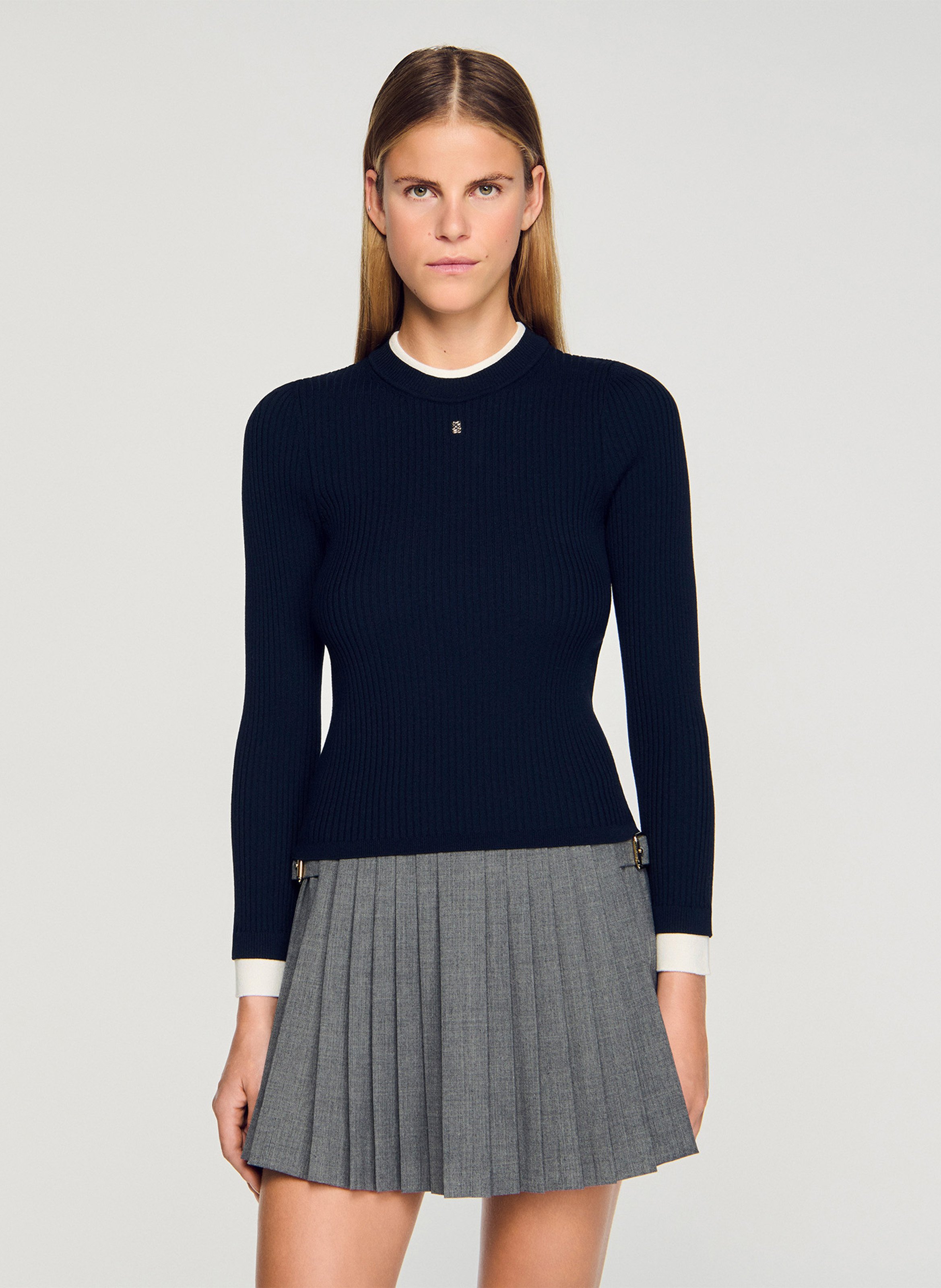 Pull col rond SANDRO Bleu