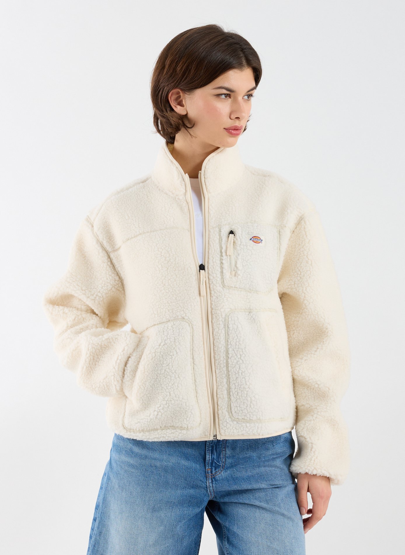 DICKIES Straight sherpa jacket with high collar Grey