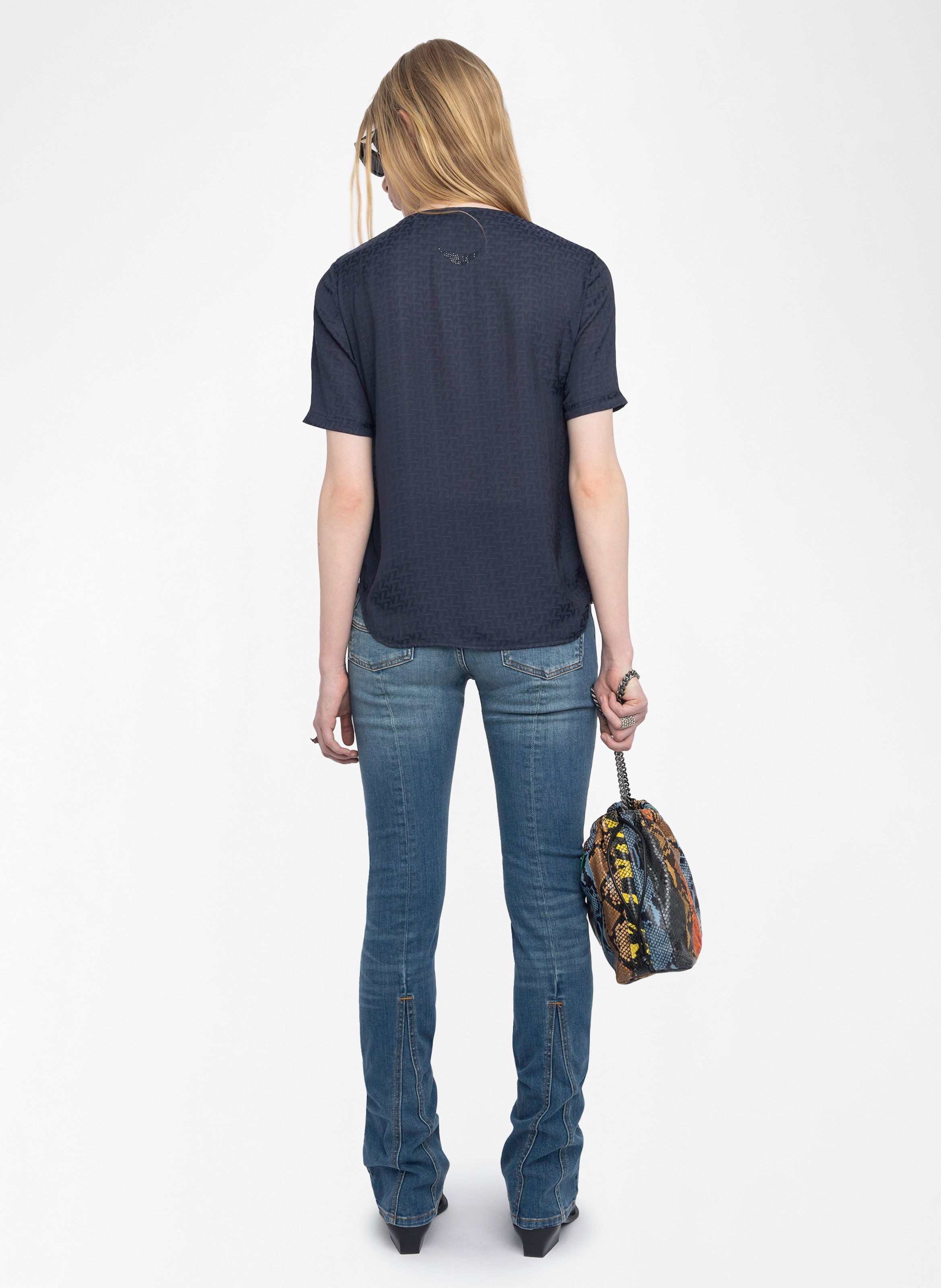 Top à décolleté lacé en satin terzo ZADIG&VOLTAIRE Bleu
