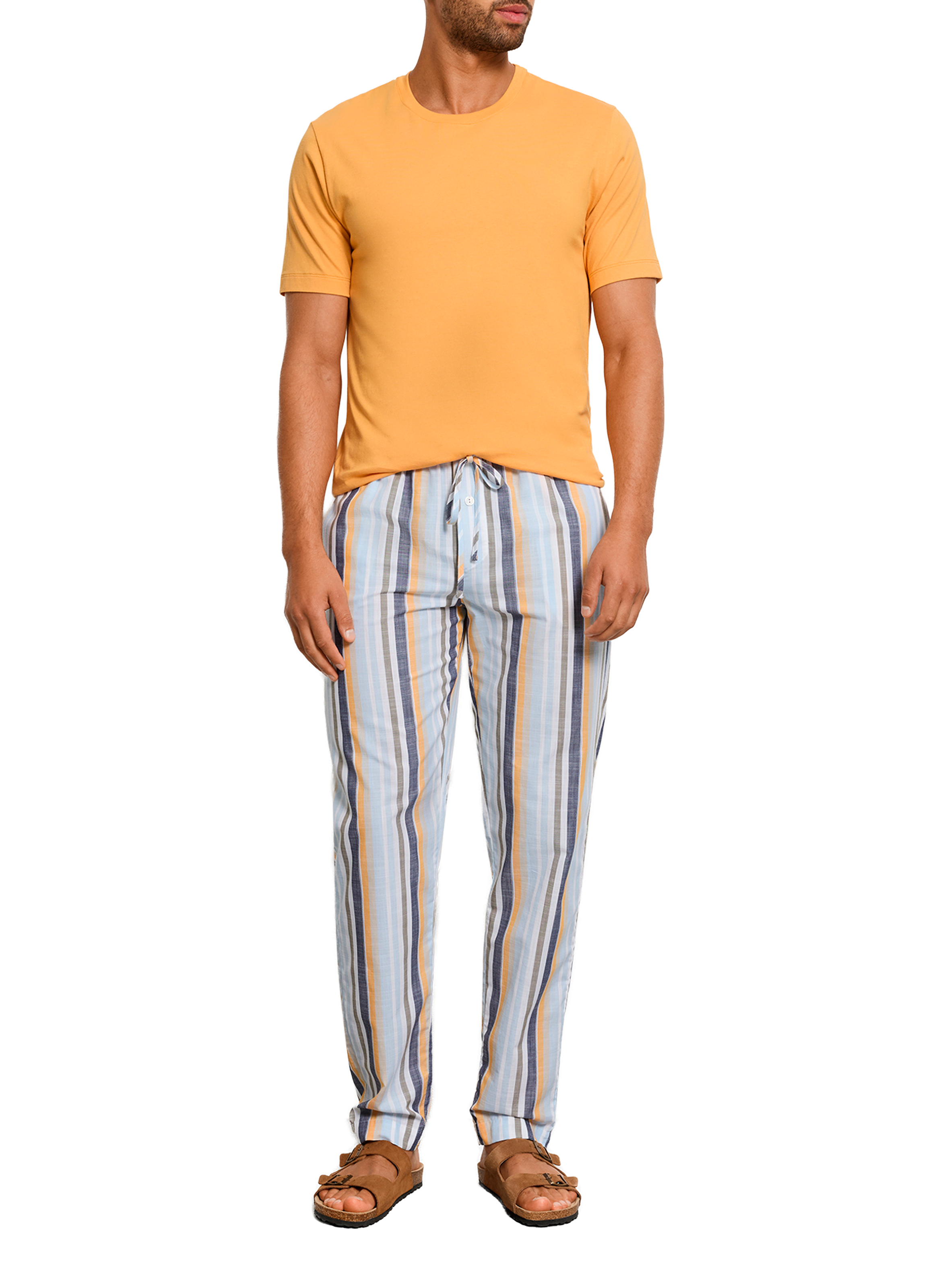 Pantalon droit rayé en coton HANRO Multicolore