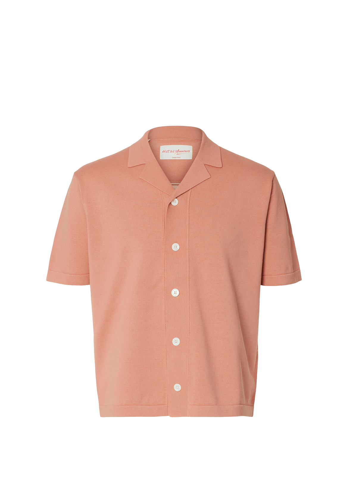 Short-sleeved embroidered cotton shirt SELECTED Pink