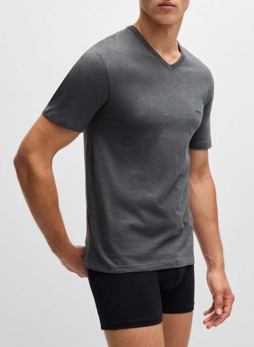 Lot de 3 tee-shirts col v brodé en coton BOSS Bleu