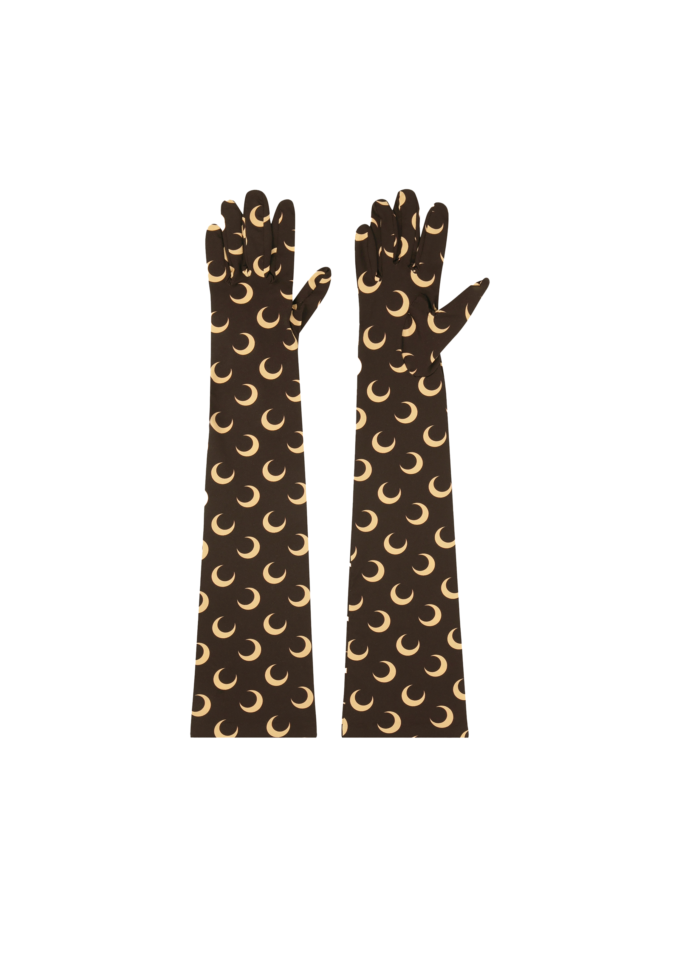 Long jersey gloves printed with moon MARINE SERRE Brown