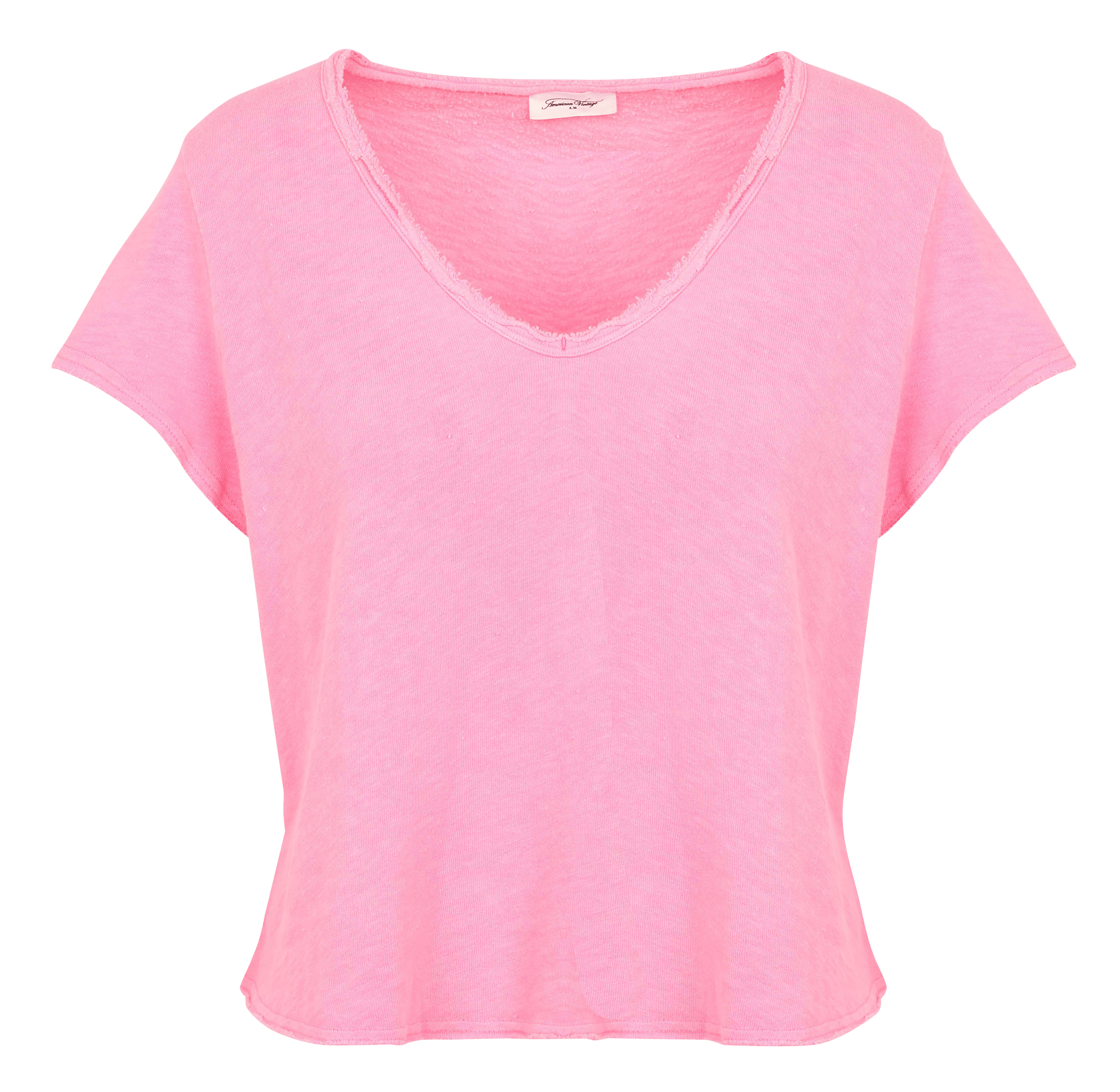Tee-shirt droit col v en coton sonoma AMERICAN VINTAGE Rose