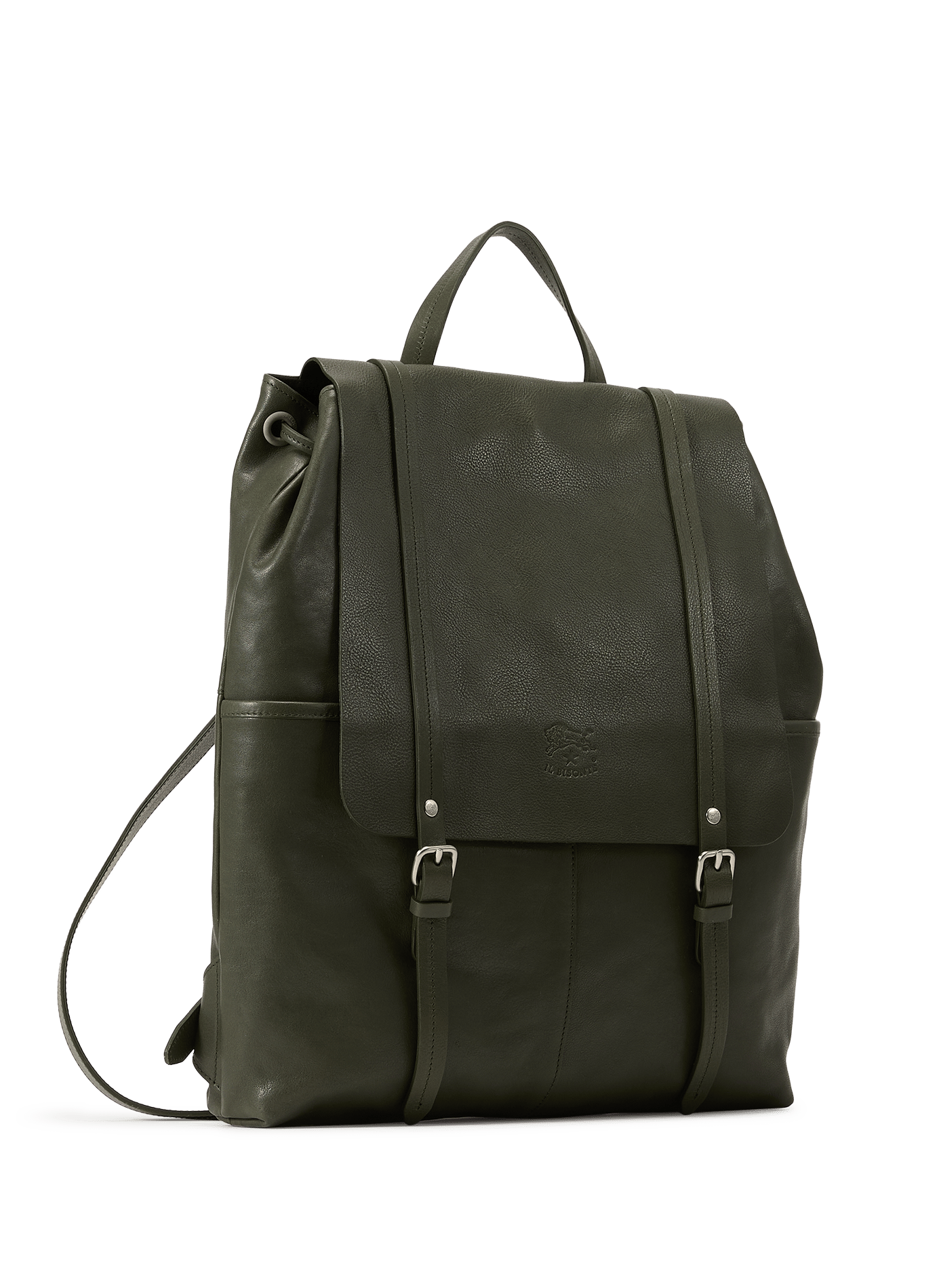 Sac à dos en cuir de vachette IL BISONTE Kaki