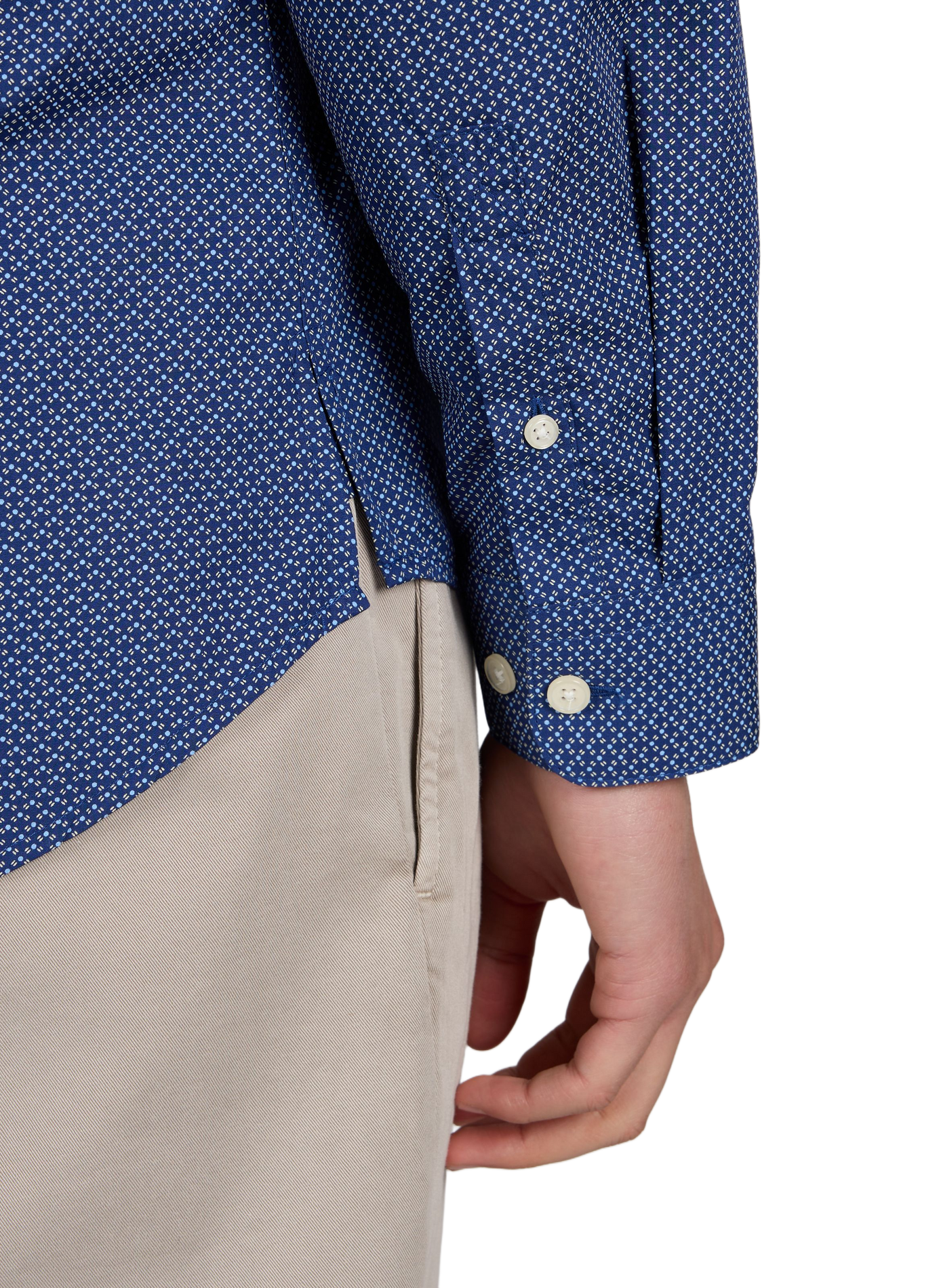 Chemise slim Hicro-S à motif en coton AU PRINTEMPS PARIS Blue