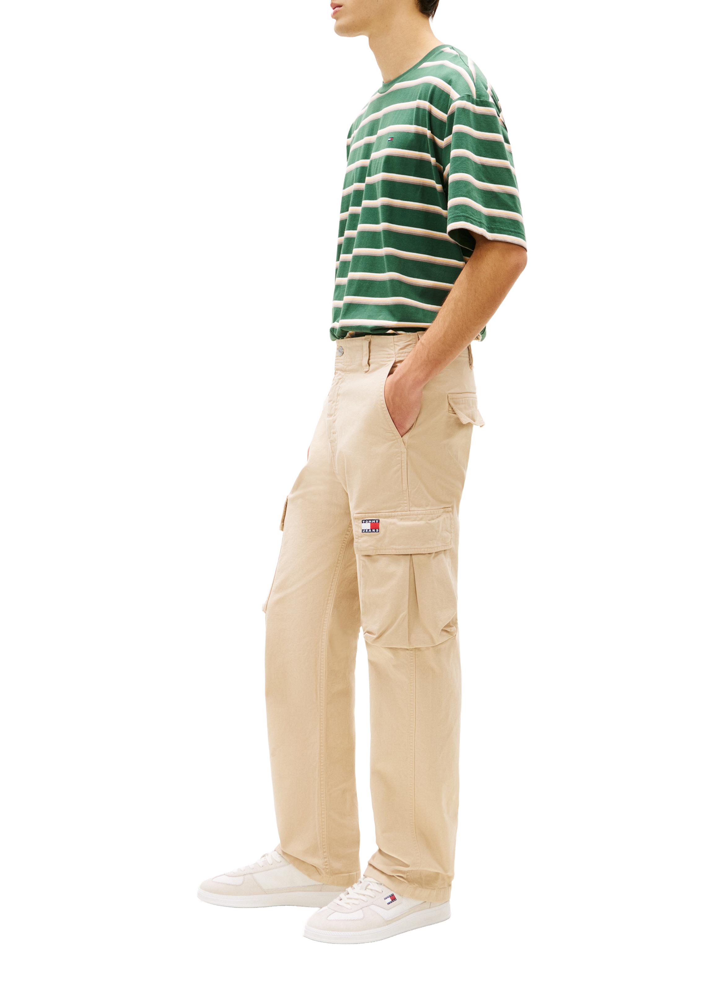 Straight cargo pants in mixed cotton TOMMY HILFIGER Beige