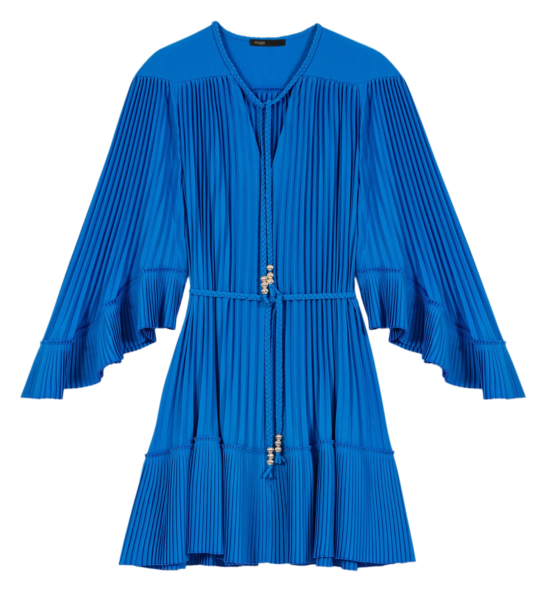 Robe courte plissée MAJE Bleu