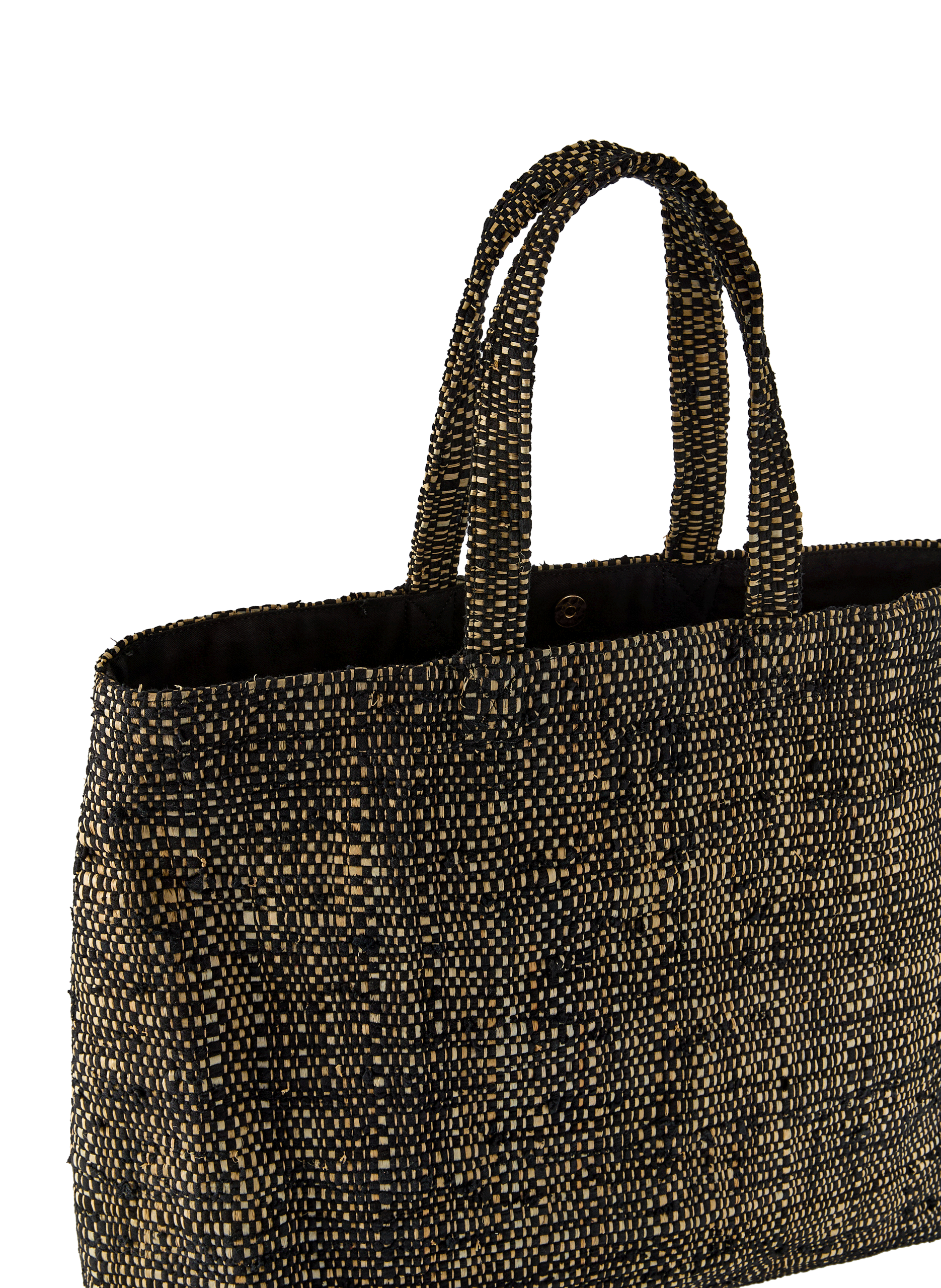 Sac cabas Hafia en raphia et coton mélangés SAISON 1865 Noir