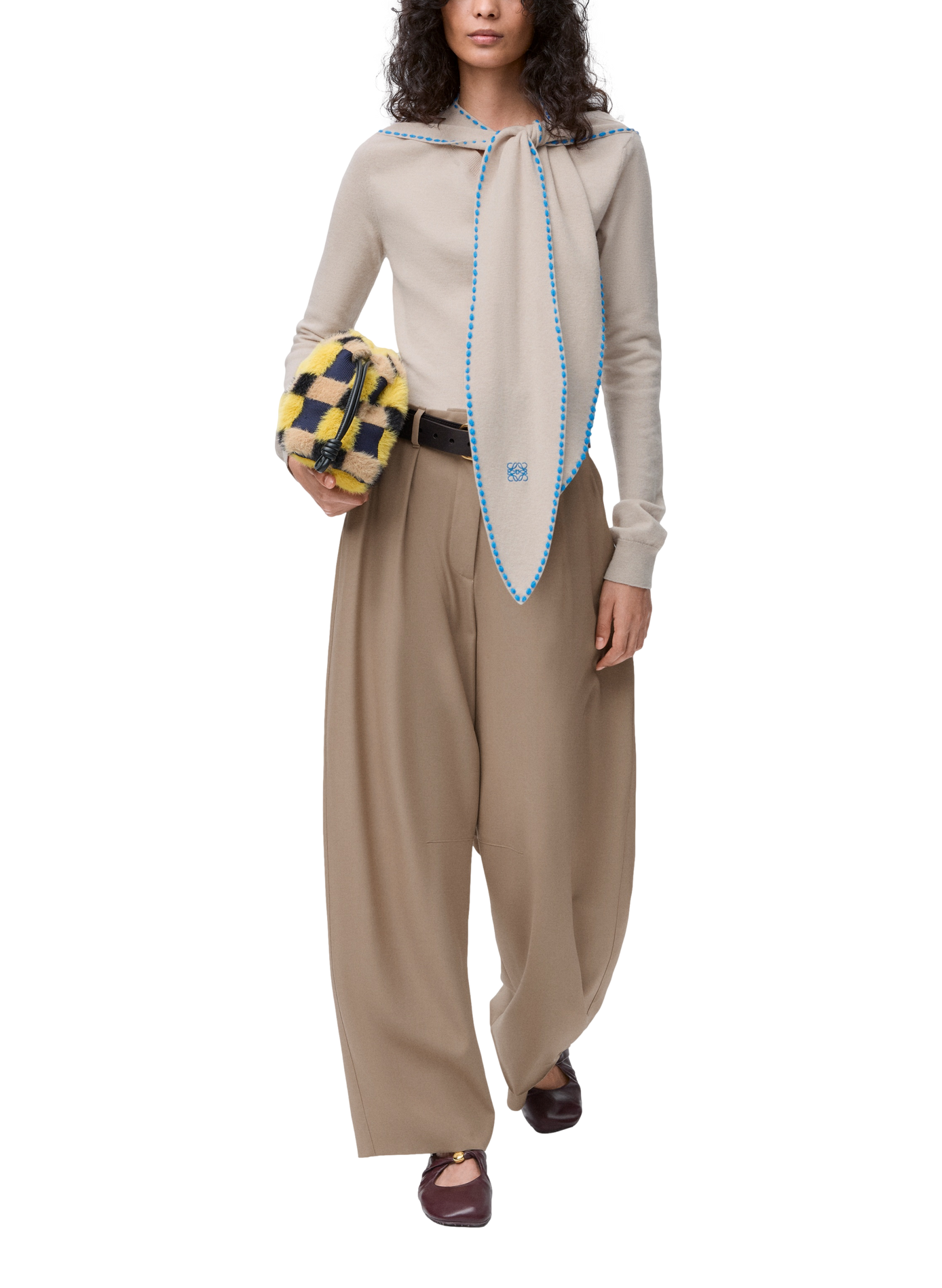 Pantalon tailleur barrel en laine LOEWE Beige