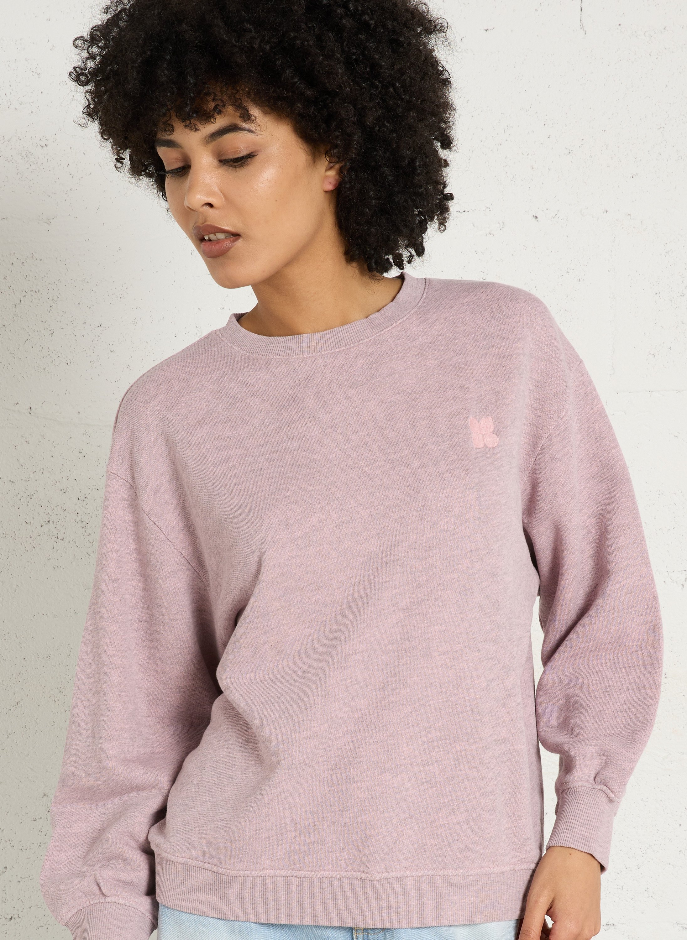 Sweat ample chiné à broderie monogramme lesly MAISON 123 Rose