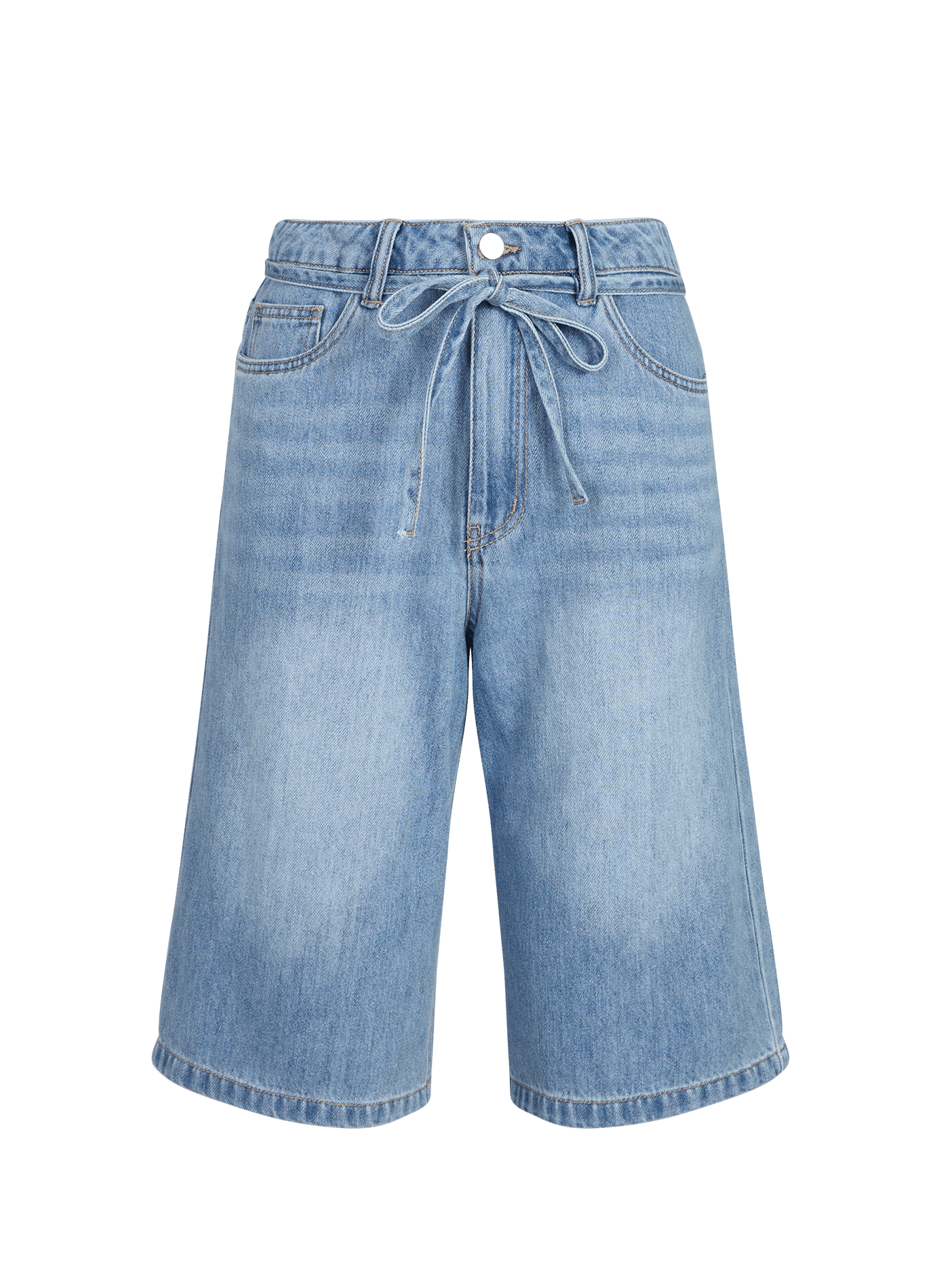 Short Rosie en denim de coton mélangé OBJECT Bleu