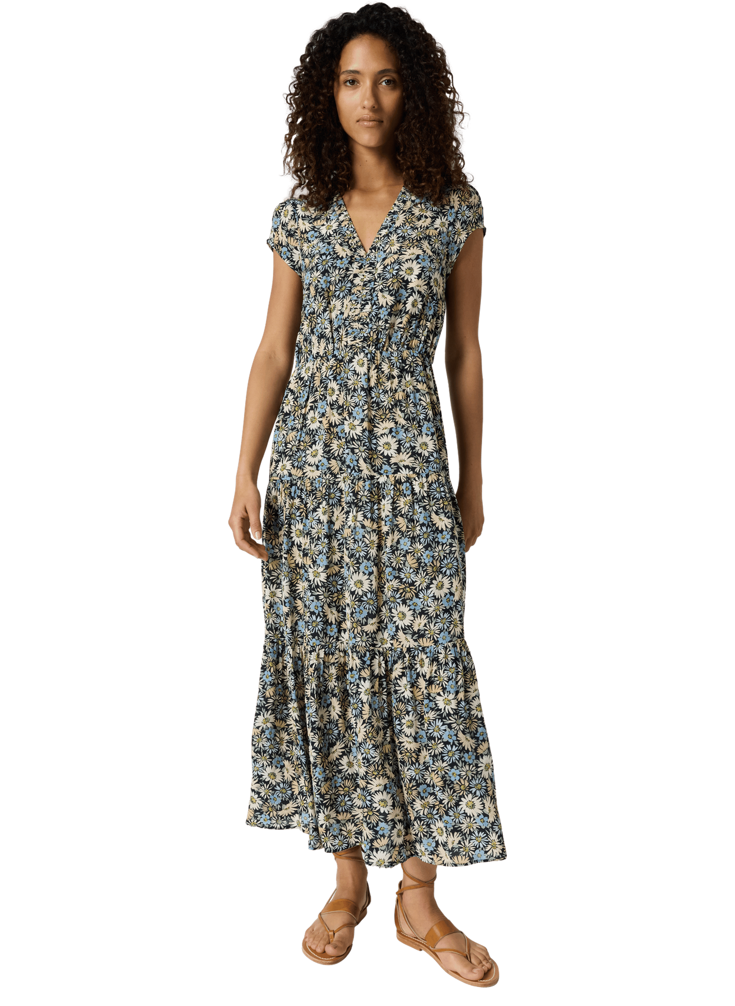 Robe longue et cintrée à fleurs - reina Bleu