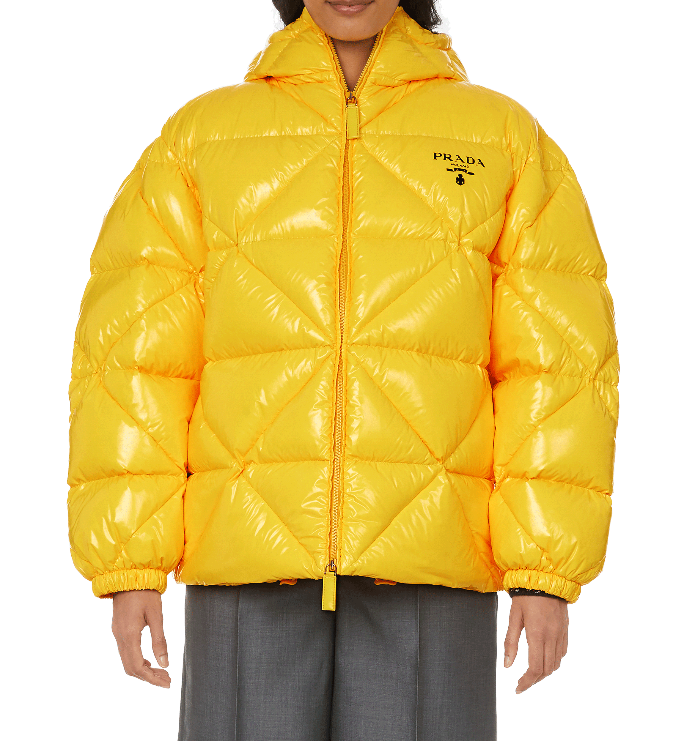 Logo-Daunenjacke PRADA Gelb