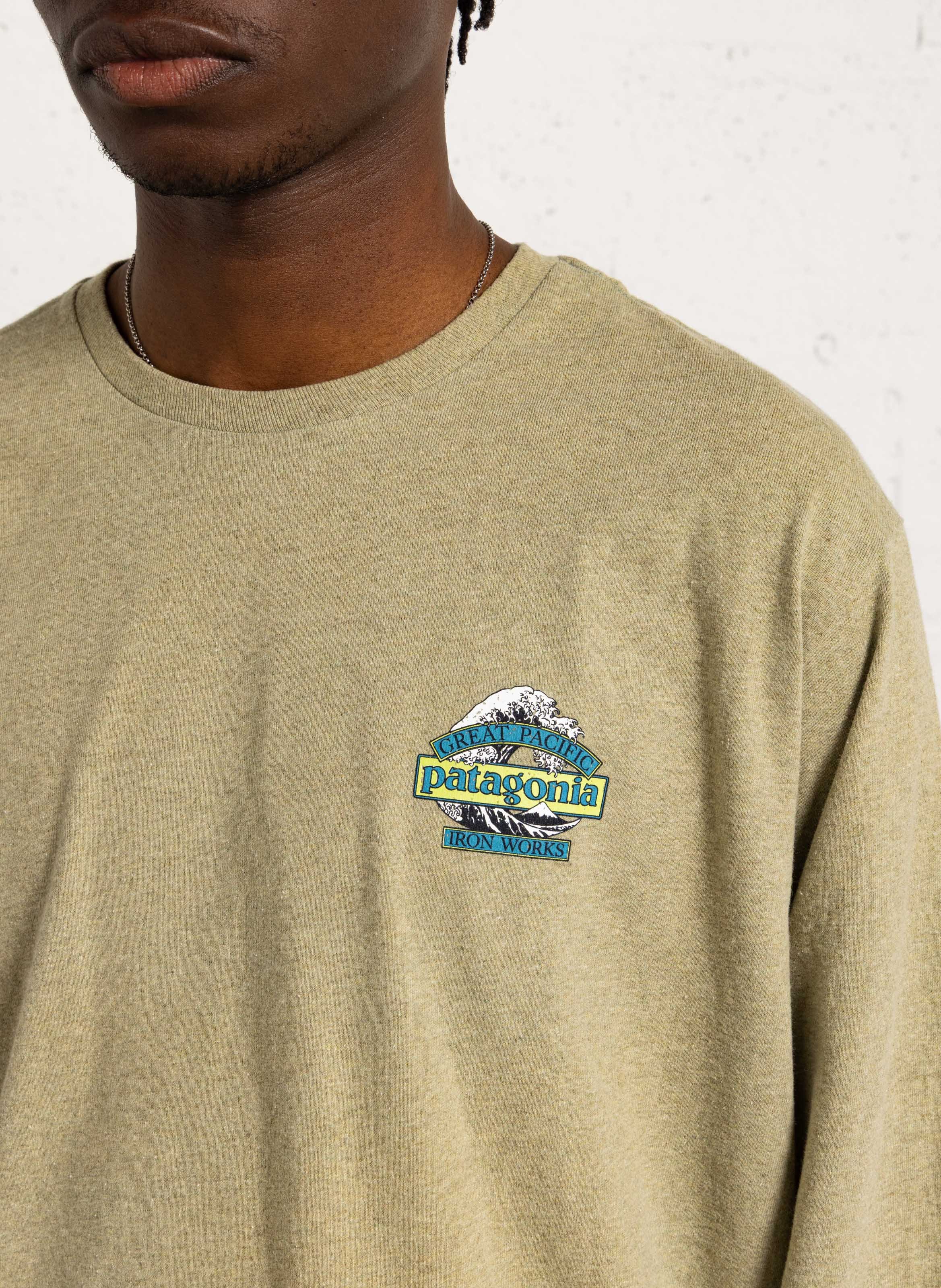 Straight round-neck t-shirt in blended recycled cotton PATAGONIA Beige