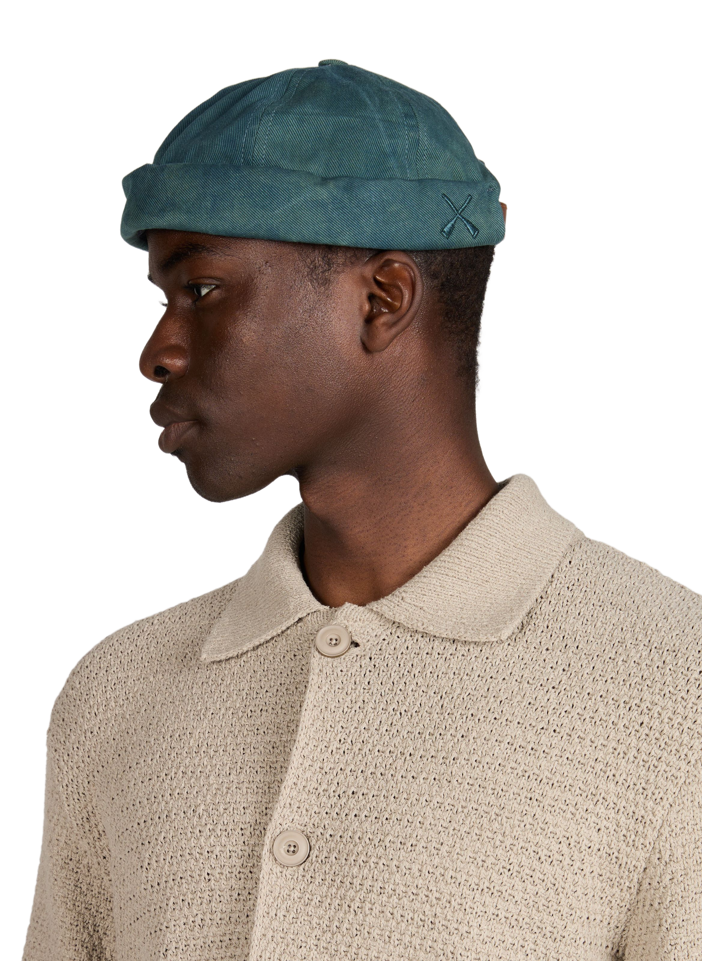 Chapeau brodé en coton BETON CIRE Bleu