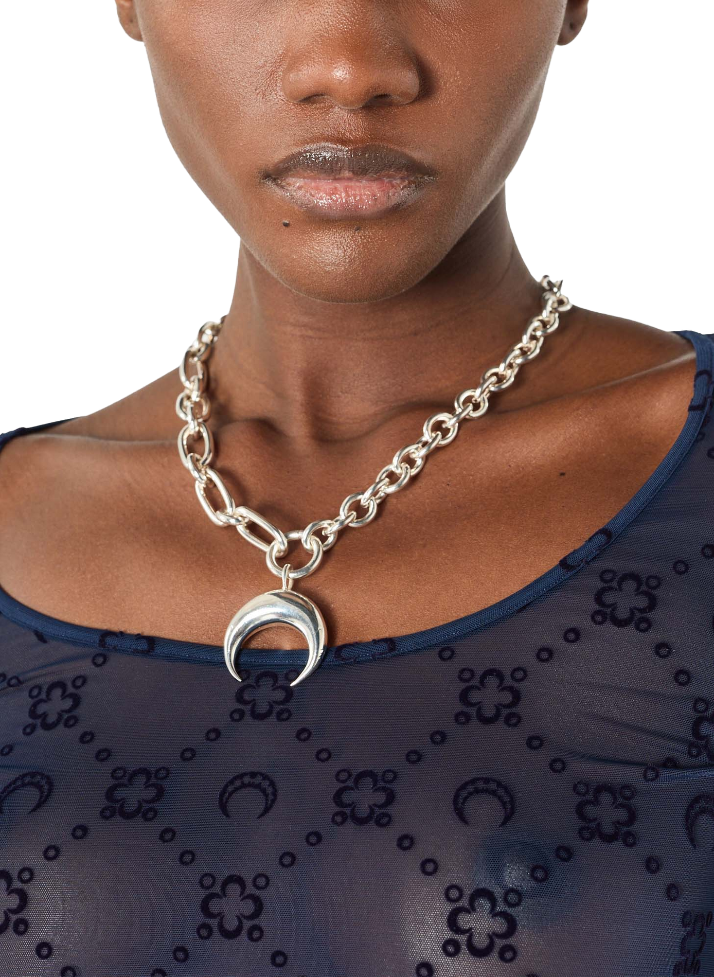 Upcycled silver plated moon charms necklace MARINE SERRE Silver