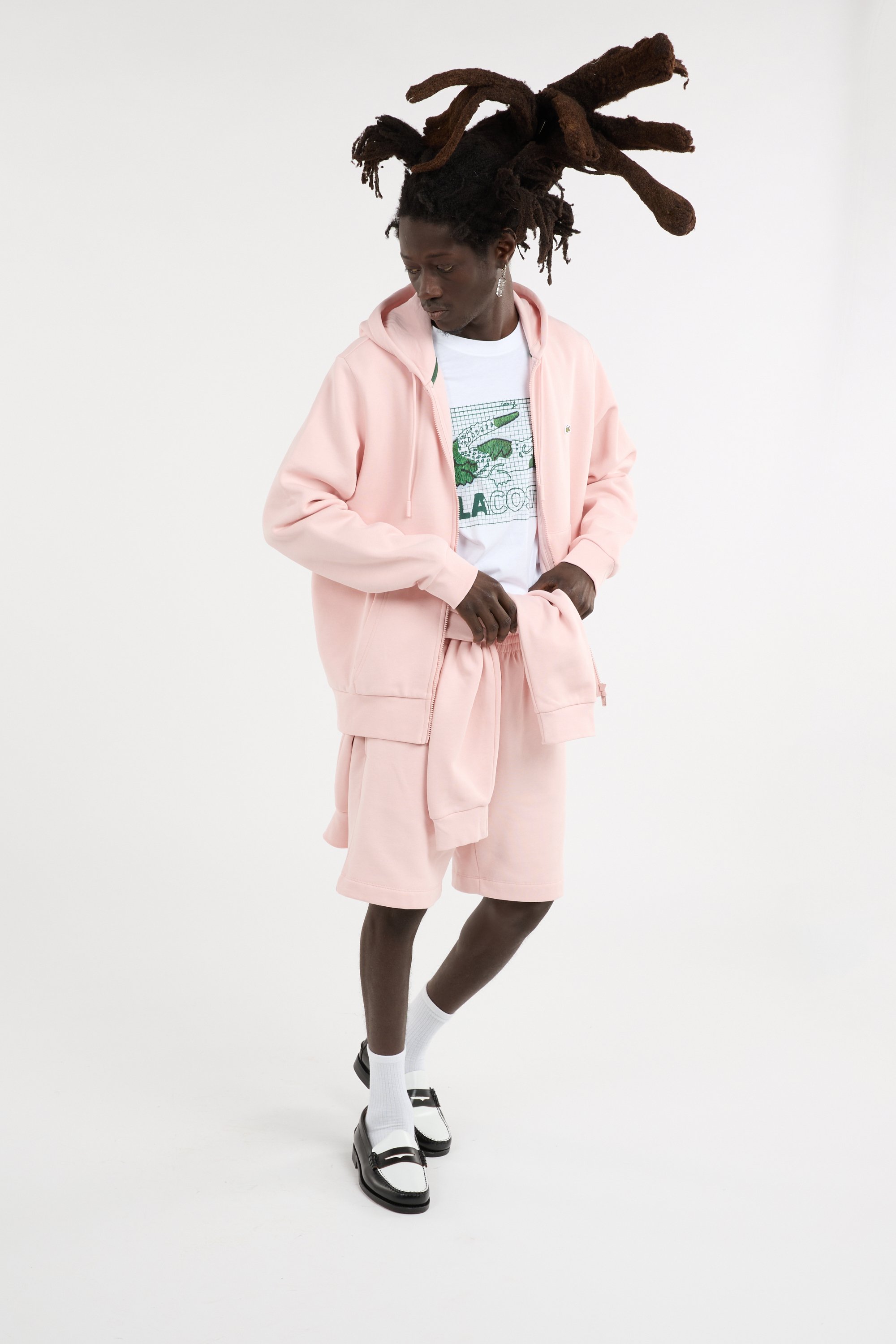 Hoodie zippé LACOSTE Rose