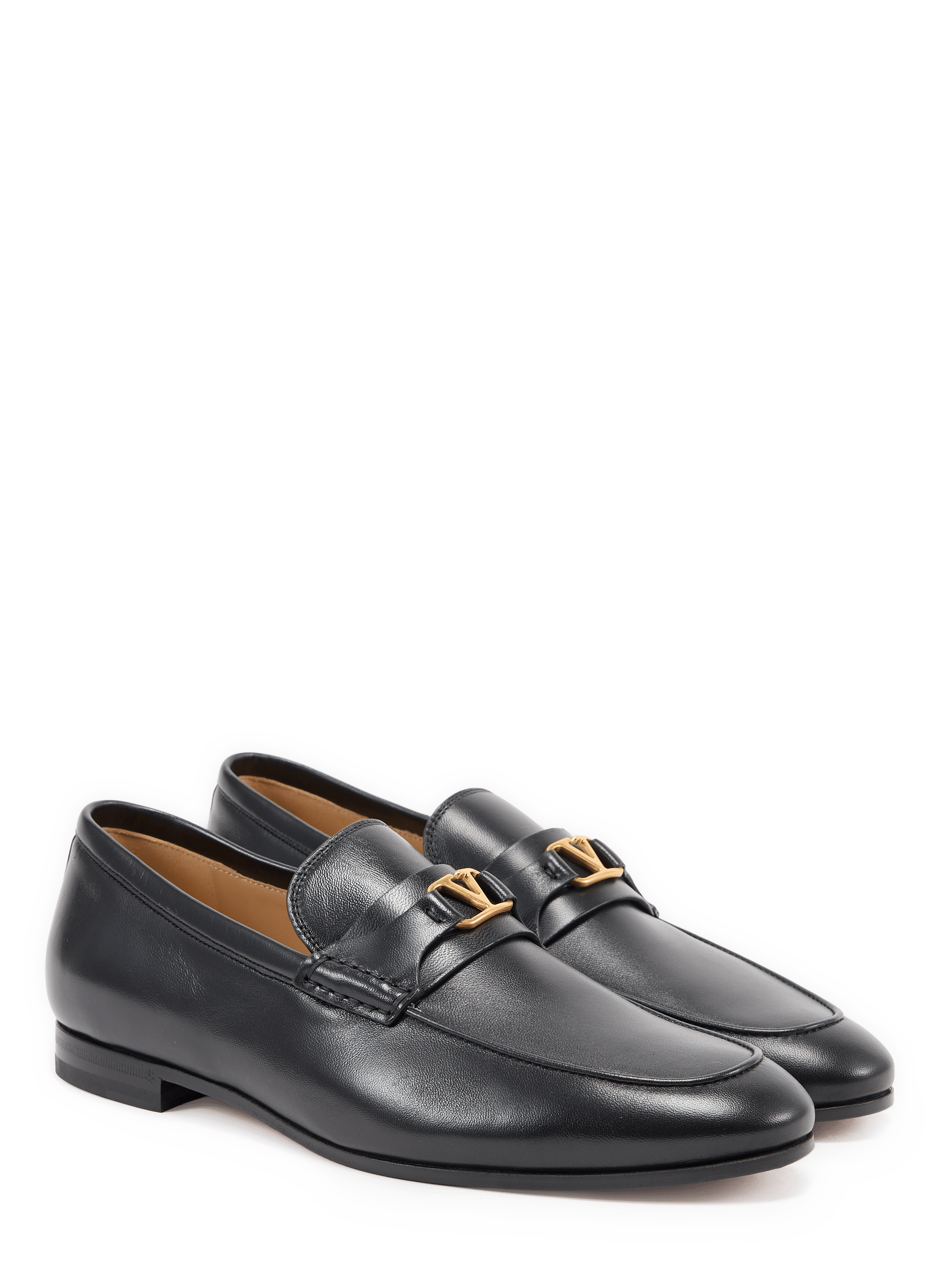 Loafers with golden buckle in leather VALENTINO Black