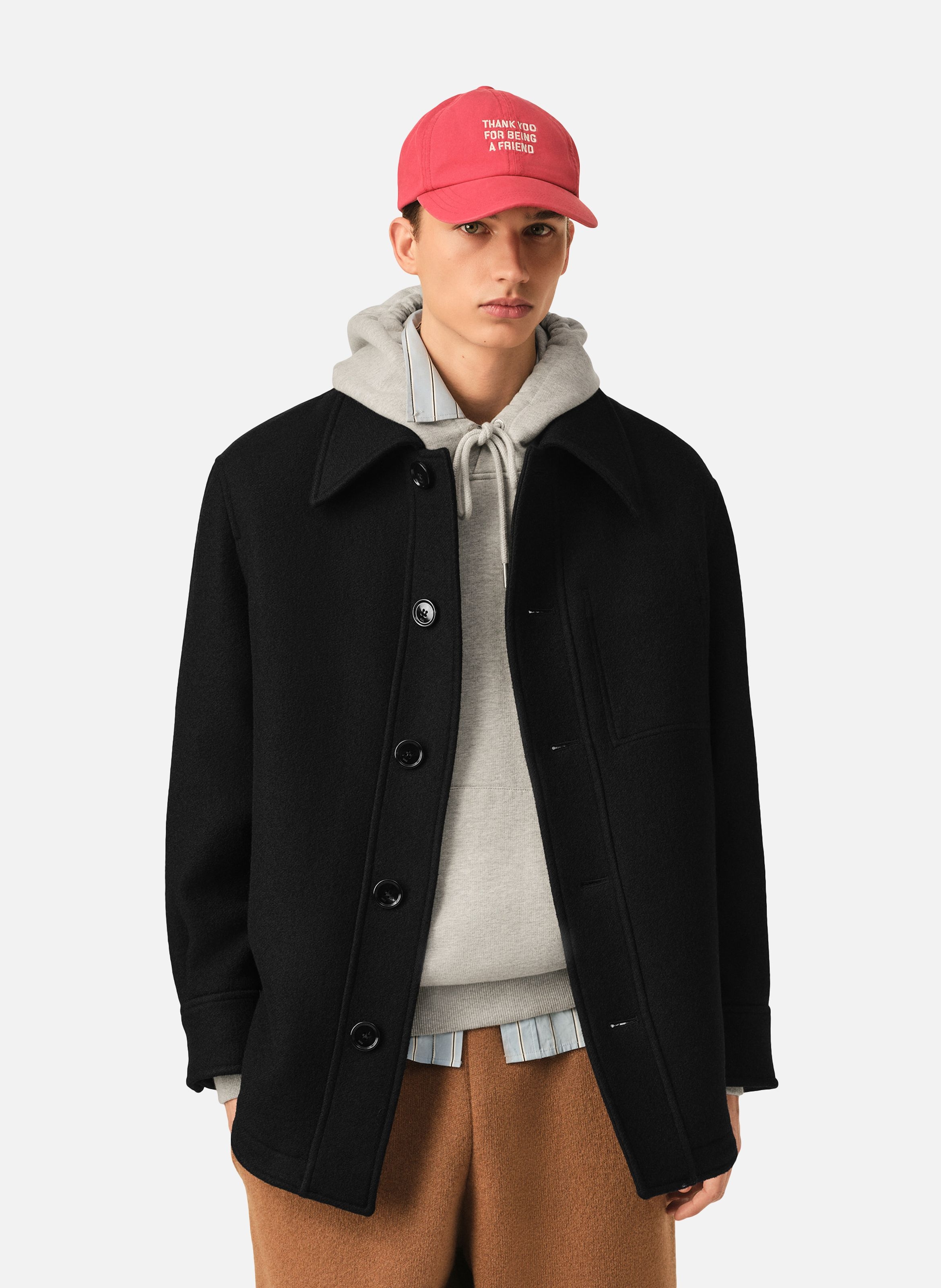 Veste boutonnée unisexe en laine AMI PARIS Noir