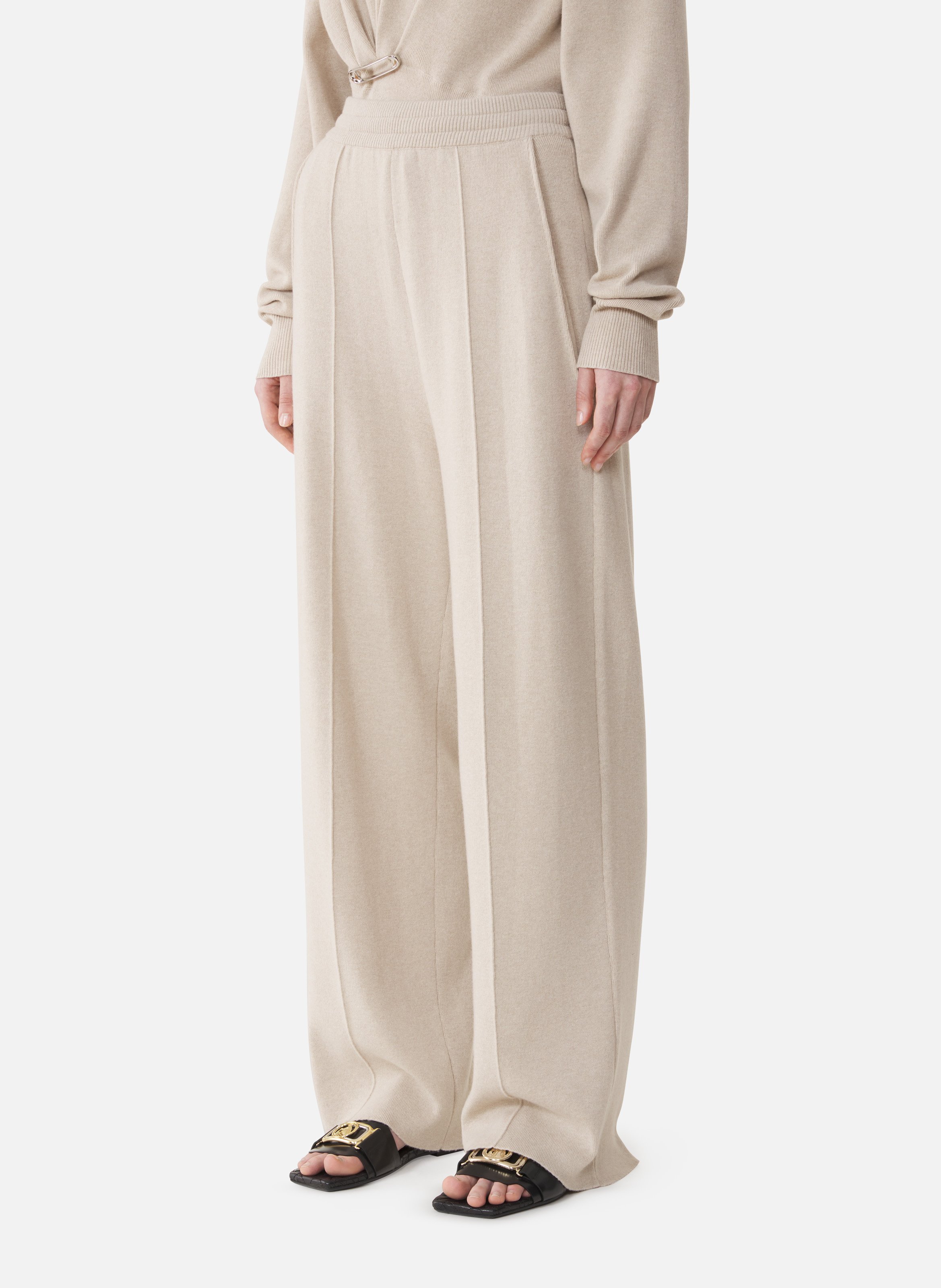Pantalon droit en laine et cachemire LANVIN Blanc