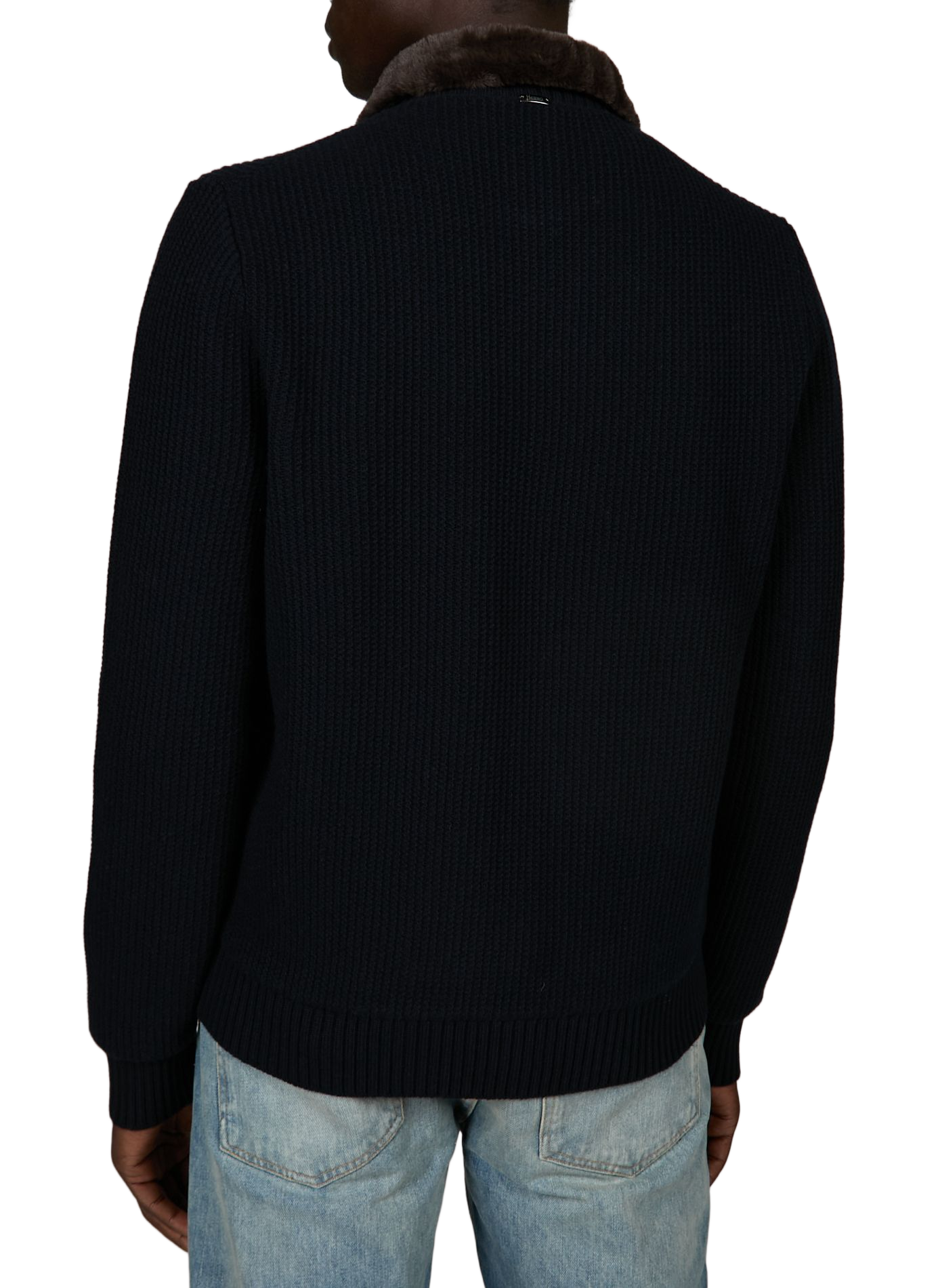 Ribbed high-neck textured wool vest HERNO Blue