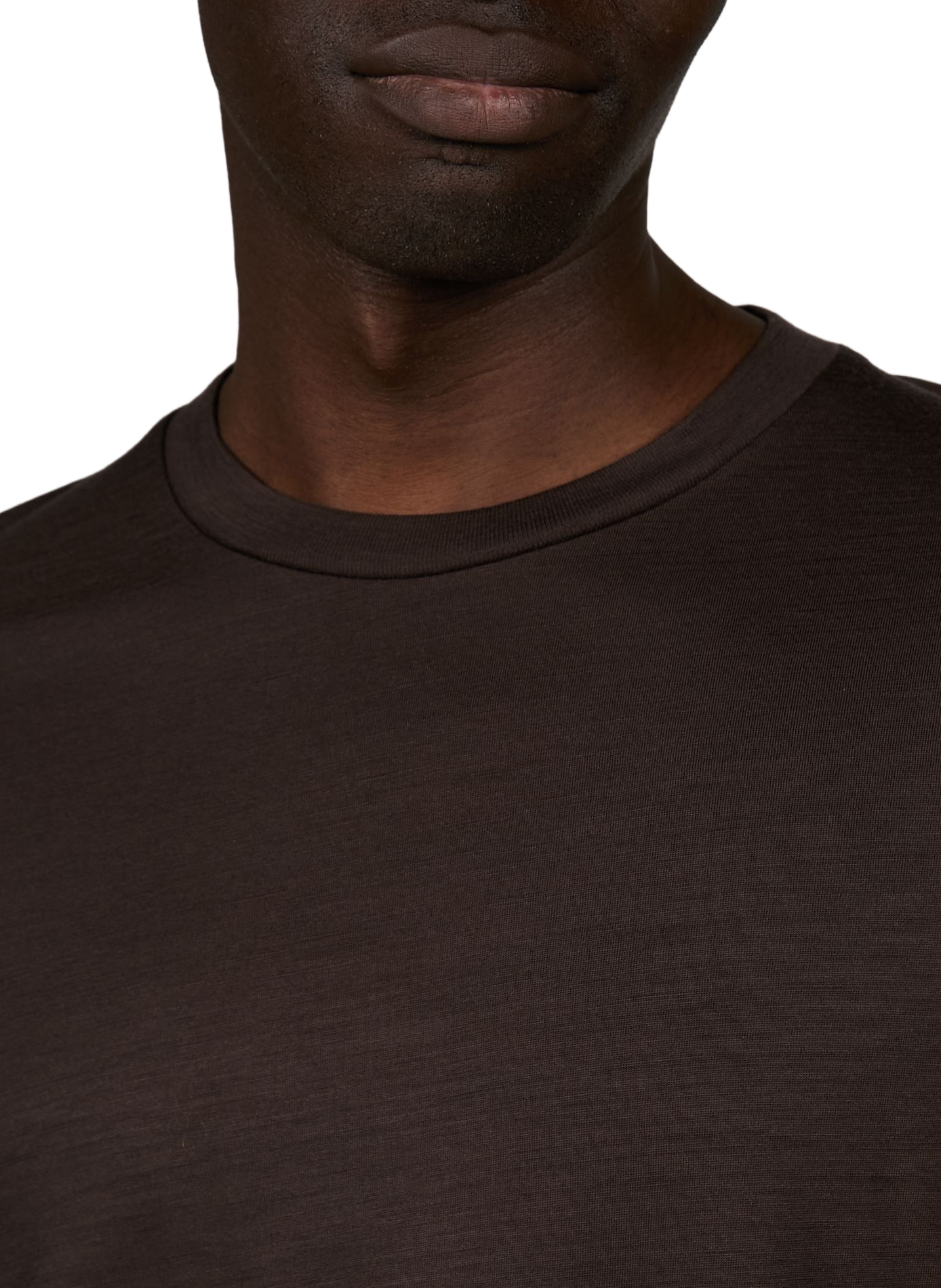 Fließendes einfarbiges Woll-T-Shirt HERNO Braun