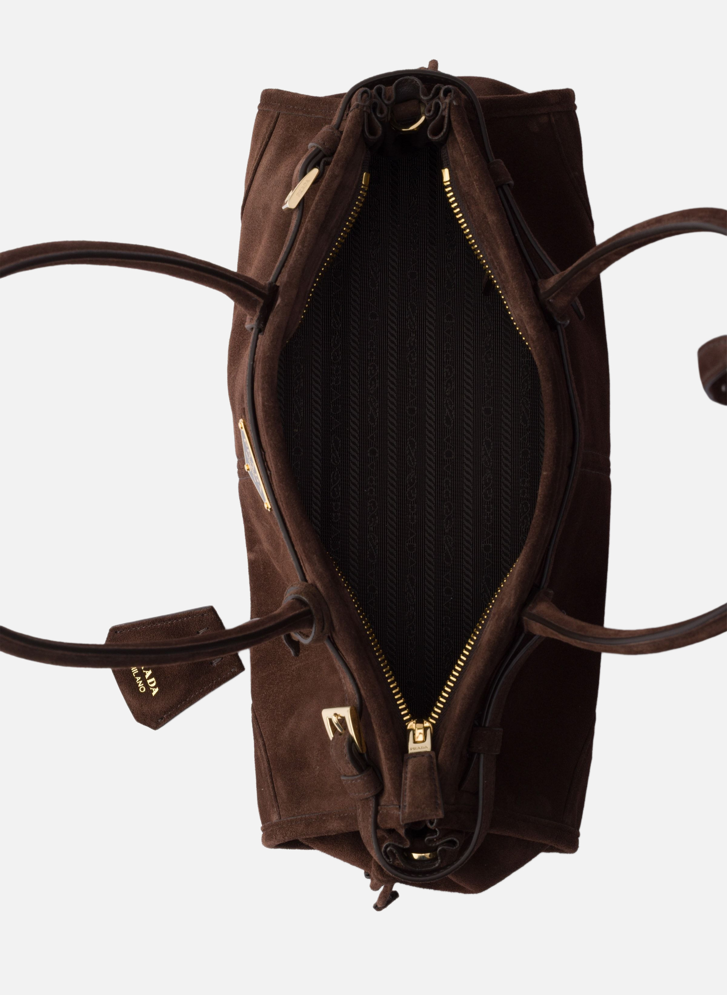 Sac prada bonnie moyen en veau velours PRADA Marron