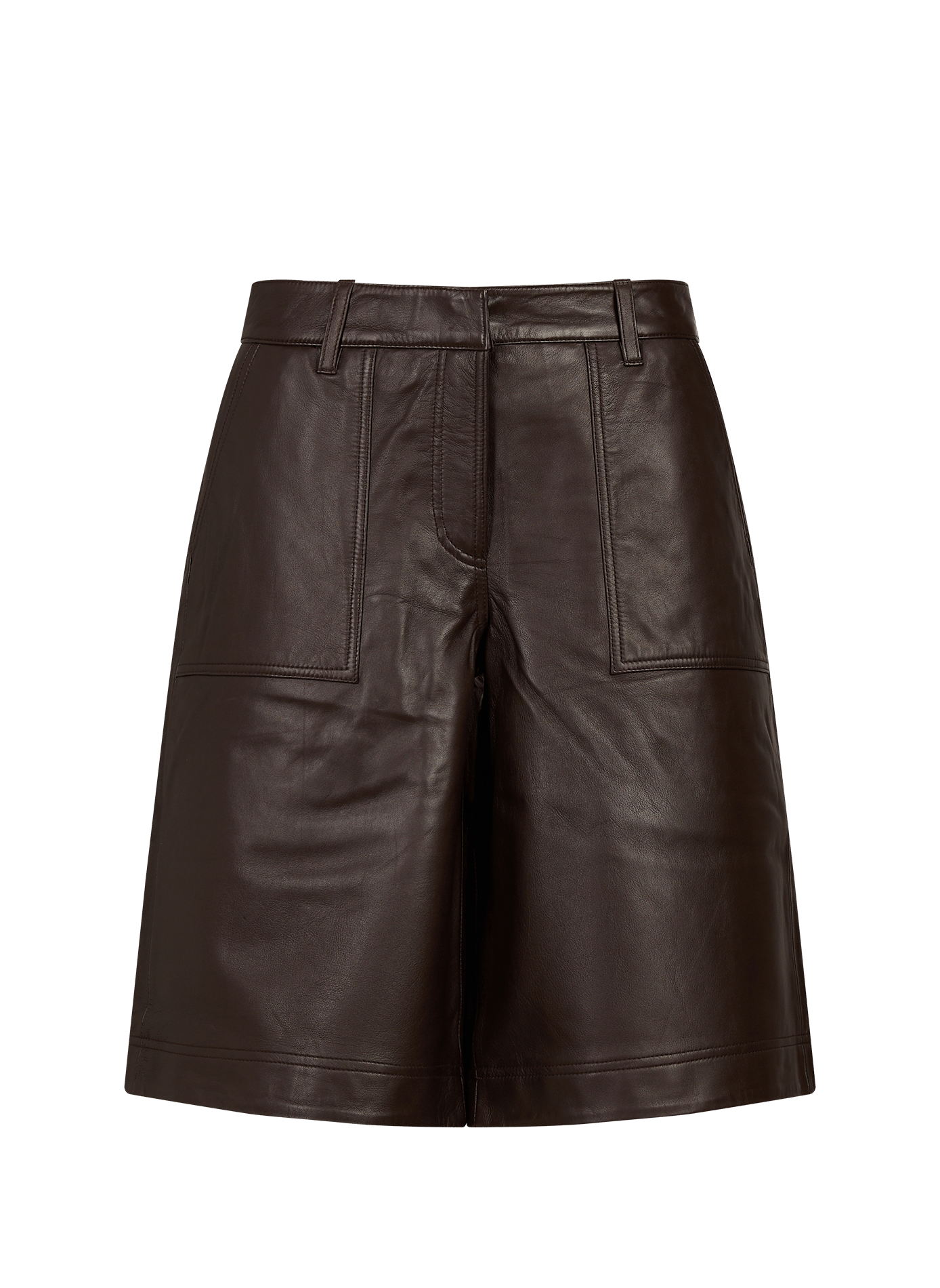 Kurze lange große Lederhose. ROUGE EDIT Braun