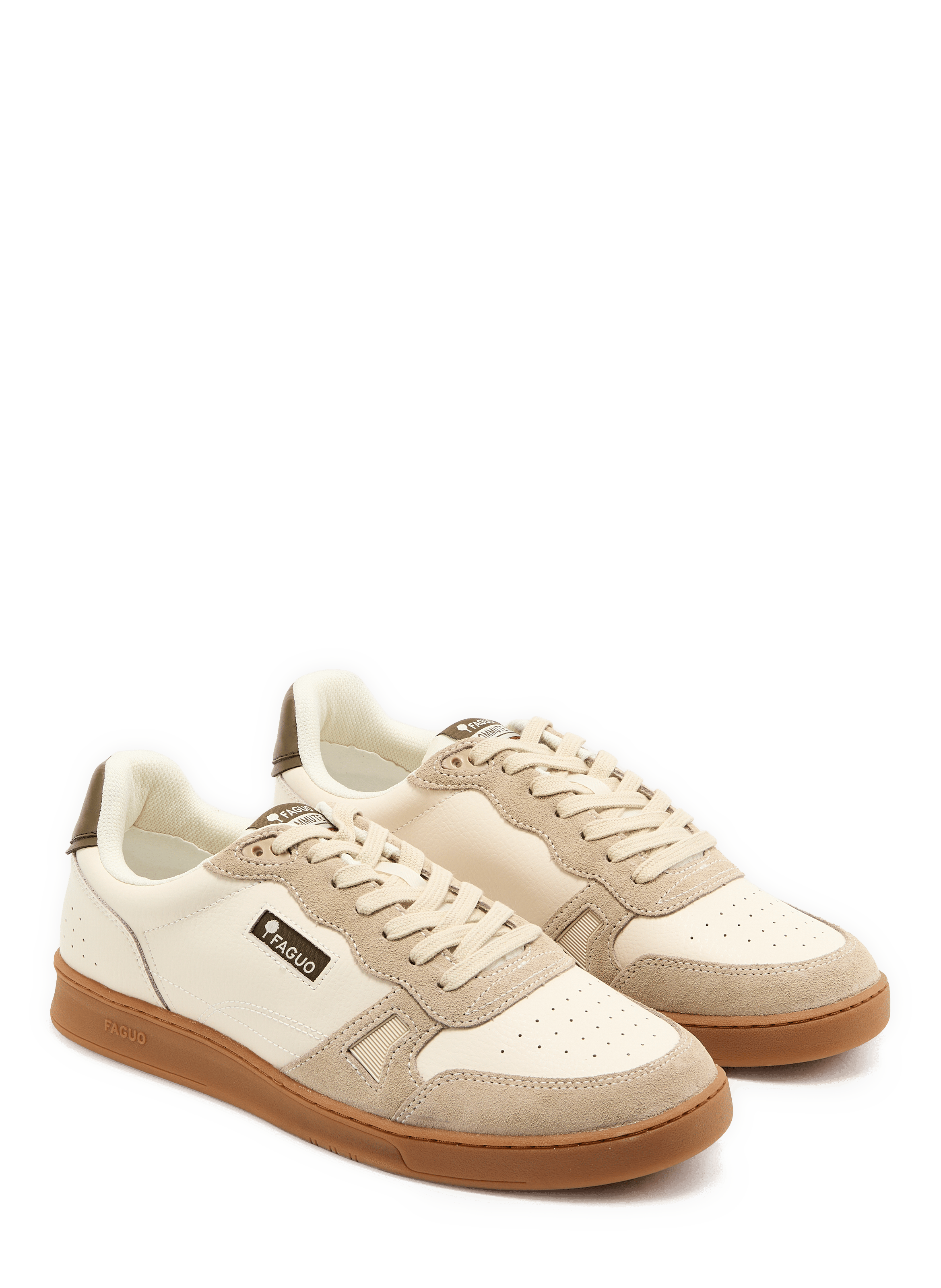 Mixed leather sneakers FAGUO Beige