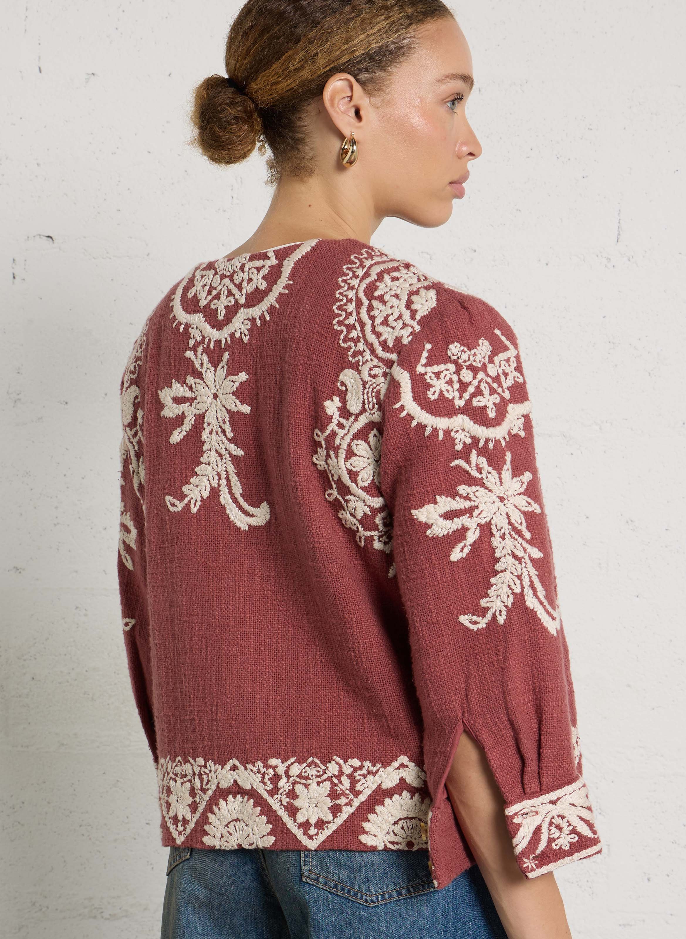 Veste col rond en coton valma MAISON 123 Rose