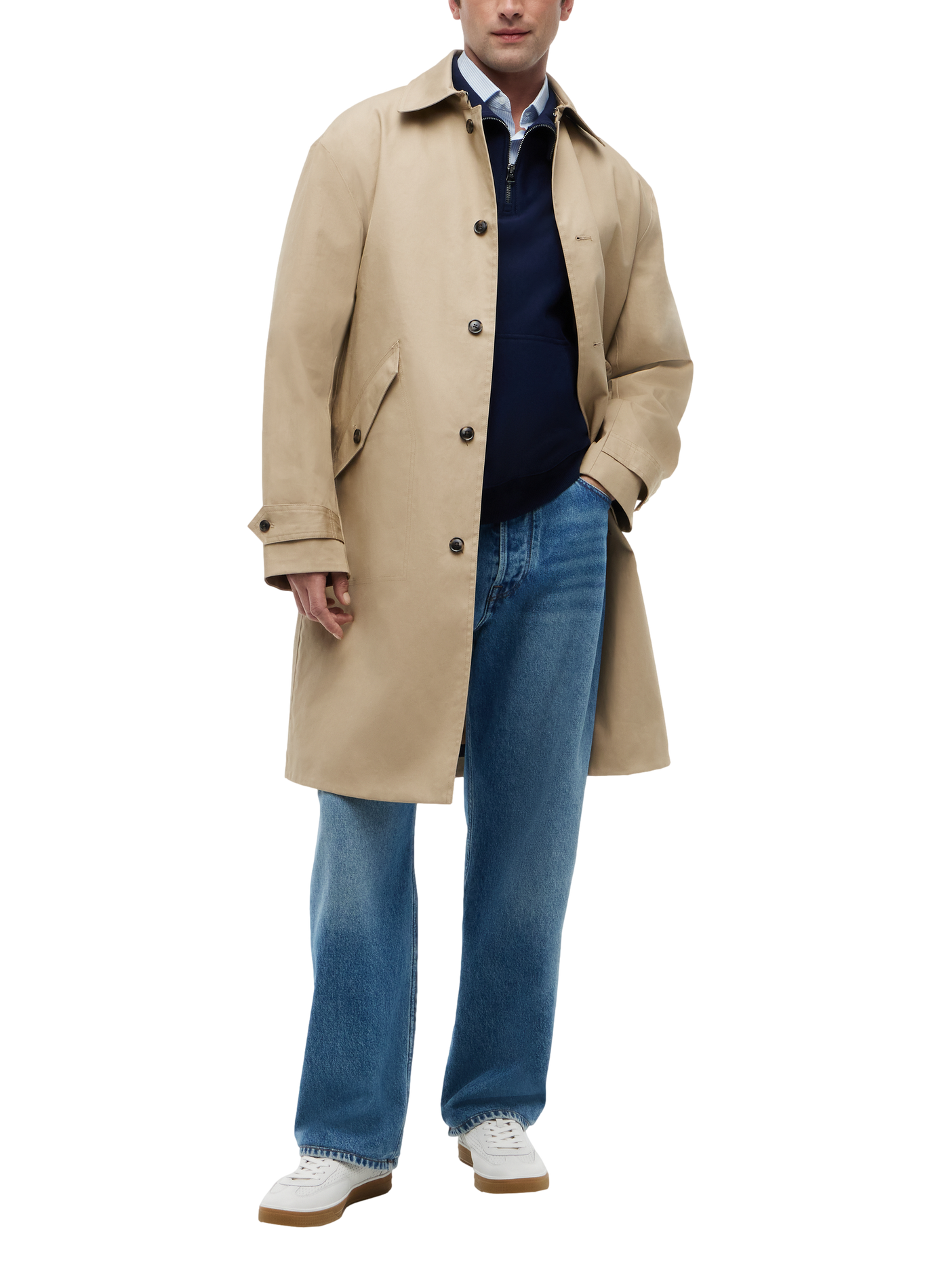 Trench droit en coton TOMMY HILFIGER Beige