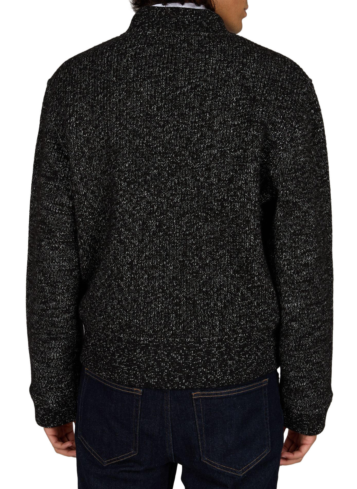 Jas met ronde hals in gemengde wol EMPORIO ARMANI Zwart