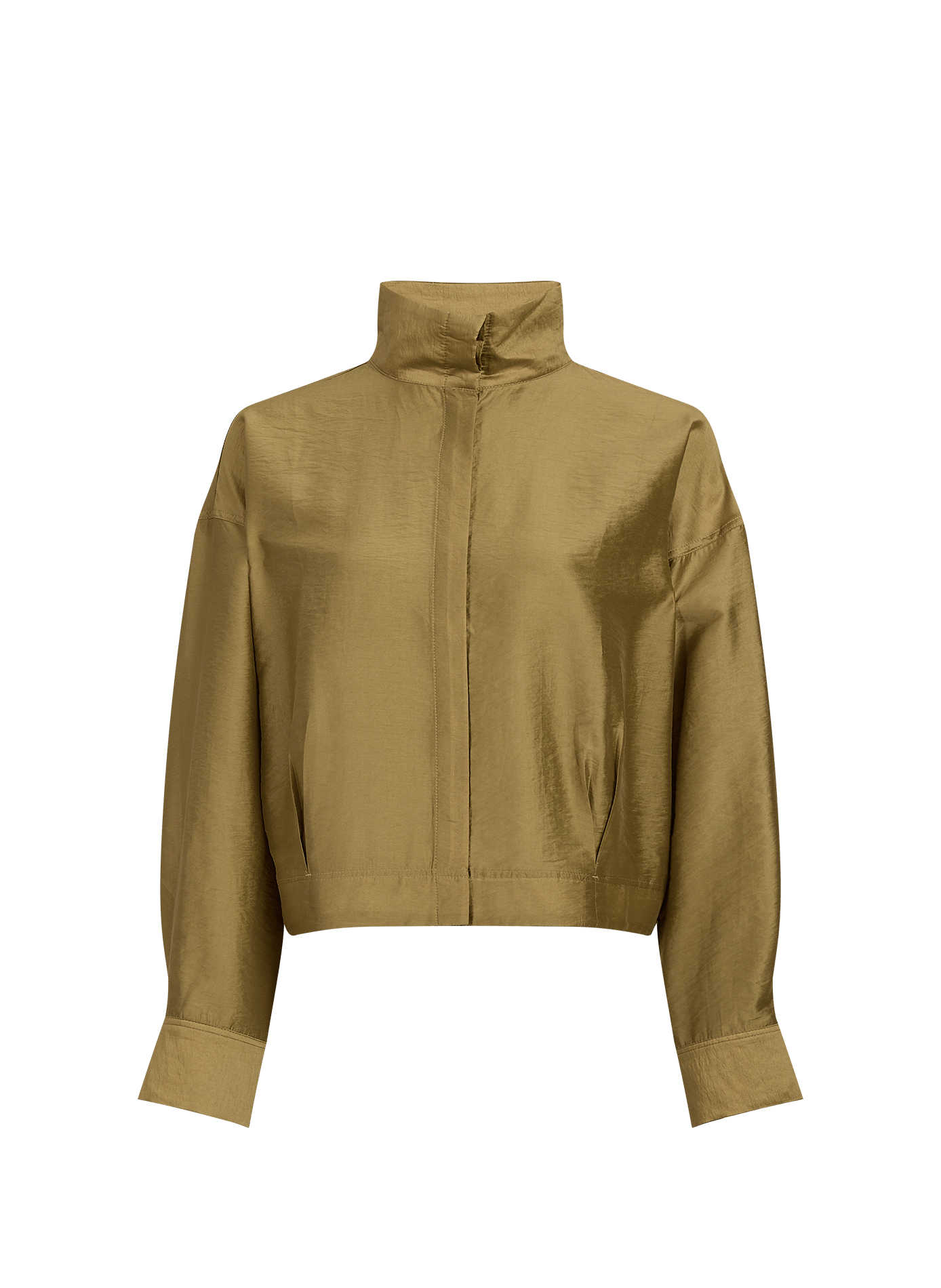 Fluid Loose-Fitting High-Neck Top ROUGE EDIT Khaki