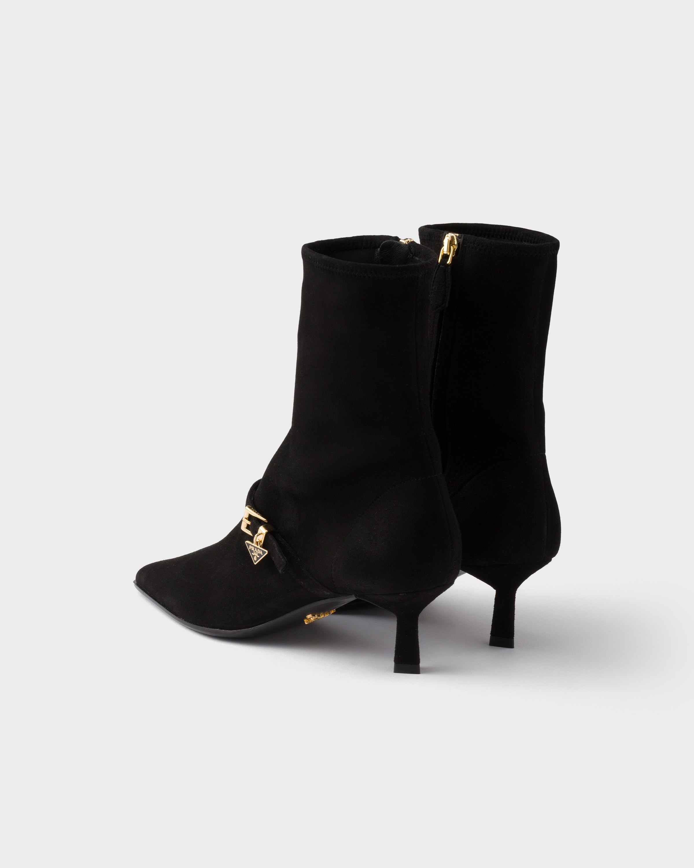 Bottines en veau velours stretch PRADA Noir