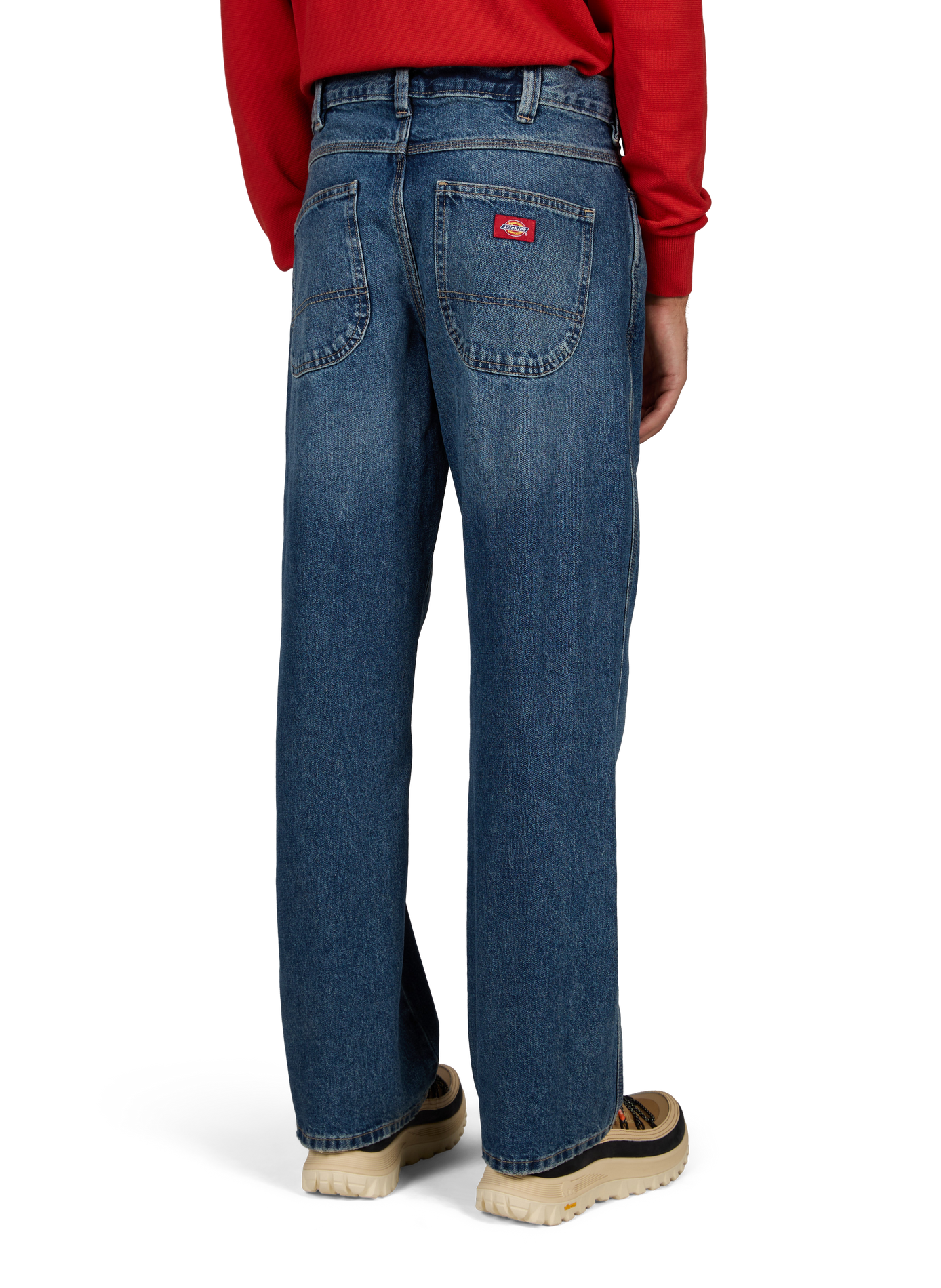 Rechte jeans van katoen. DICKIES Blauw