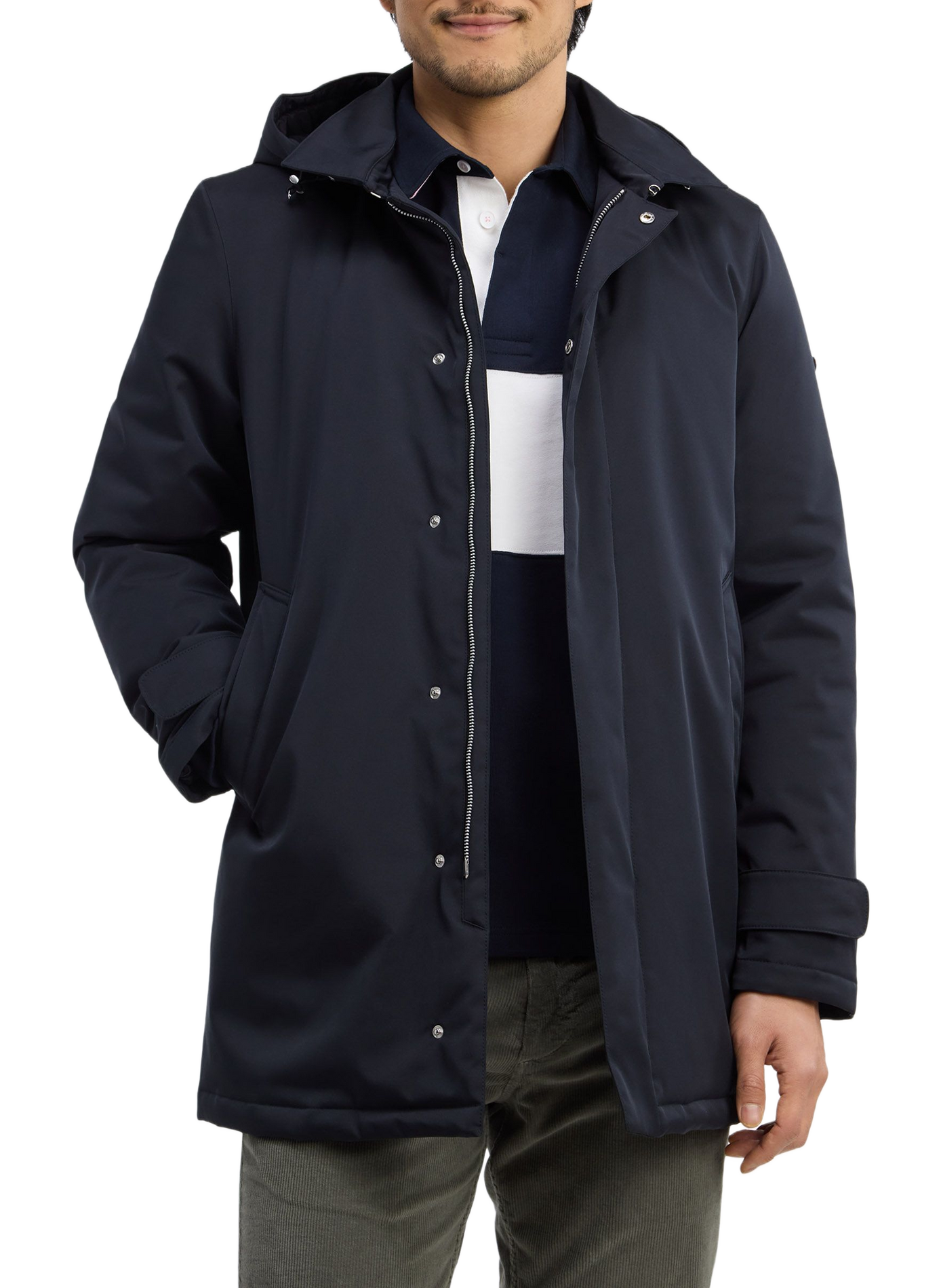 Plain hooded straight parka EDEN PARK Black