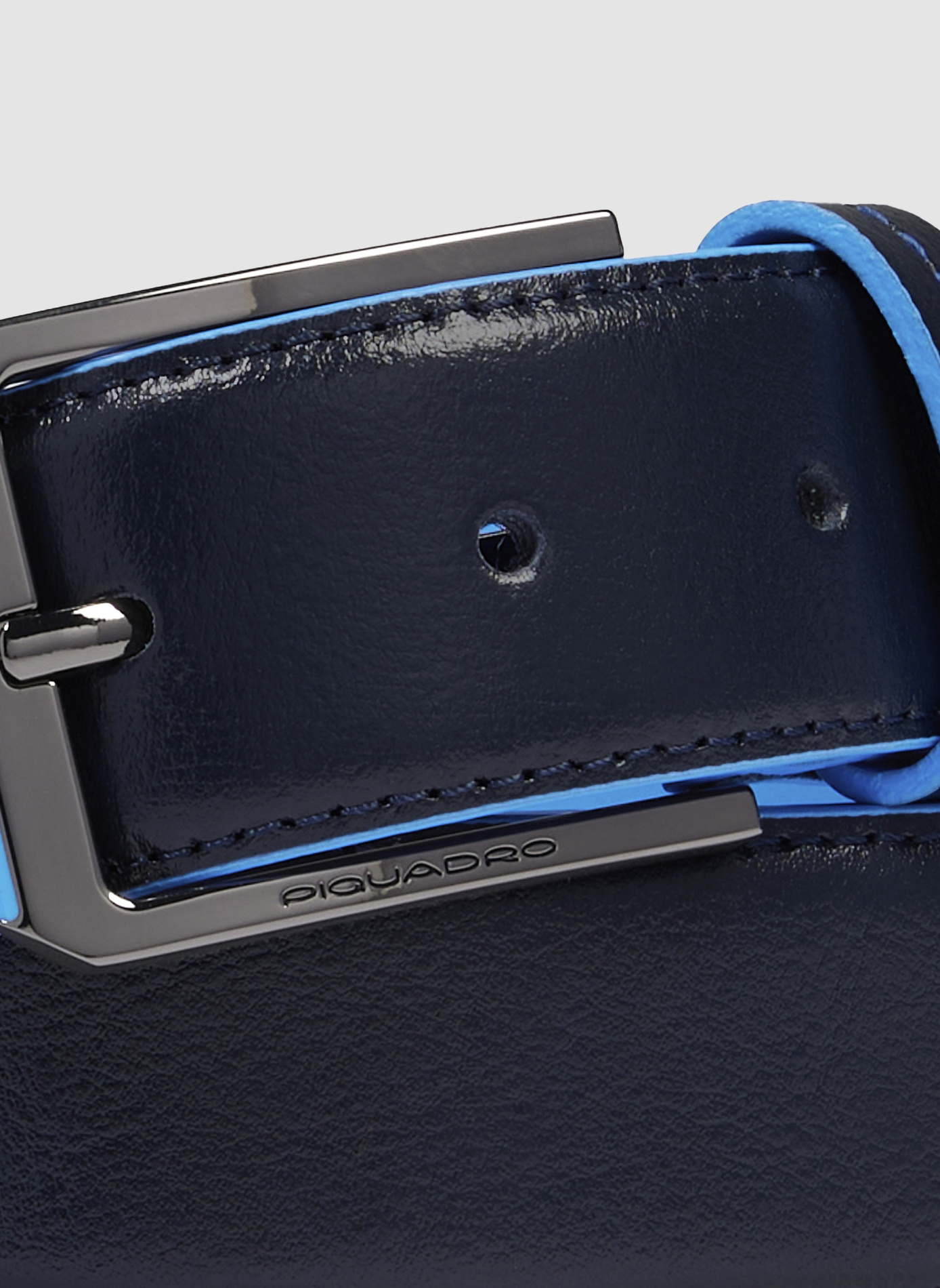 Made in italy leather belt for men with prong buckle PIQUADRO Blue