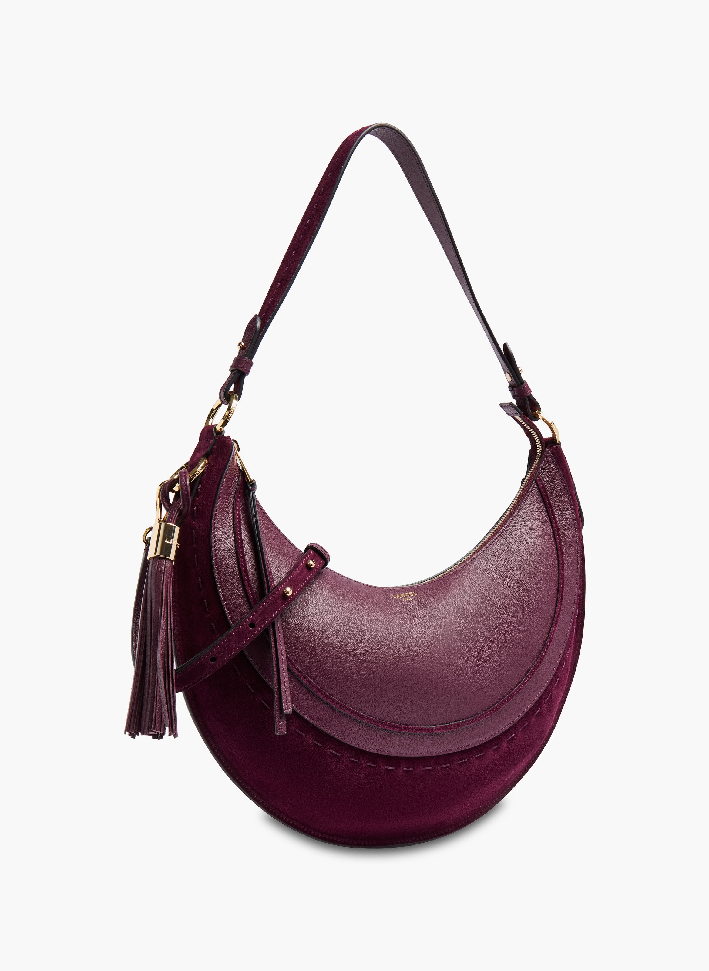 Sac hobo hoboheme de lancel en animation suede : cuirs de vachette suede & graine LANCEL Violet