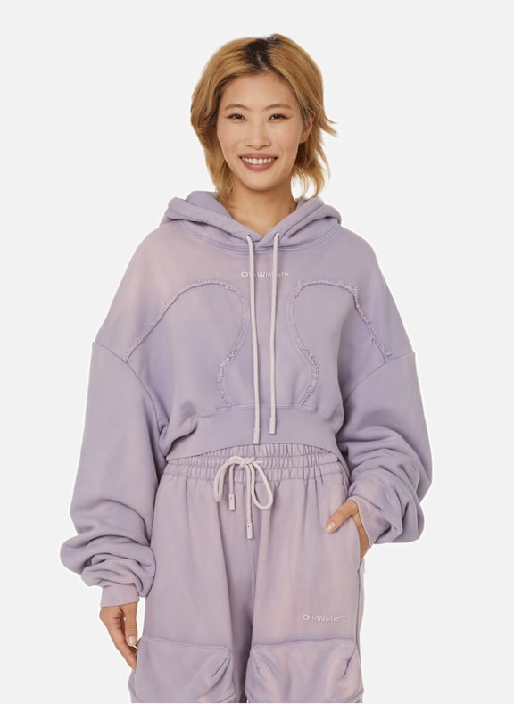 Laundry cropped cotton hoodie Purple by OFF-WHITE OFF-WHITE Laundry cropped cotton hoodie Purple